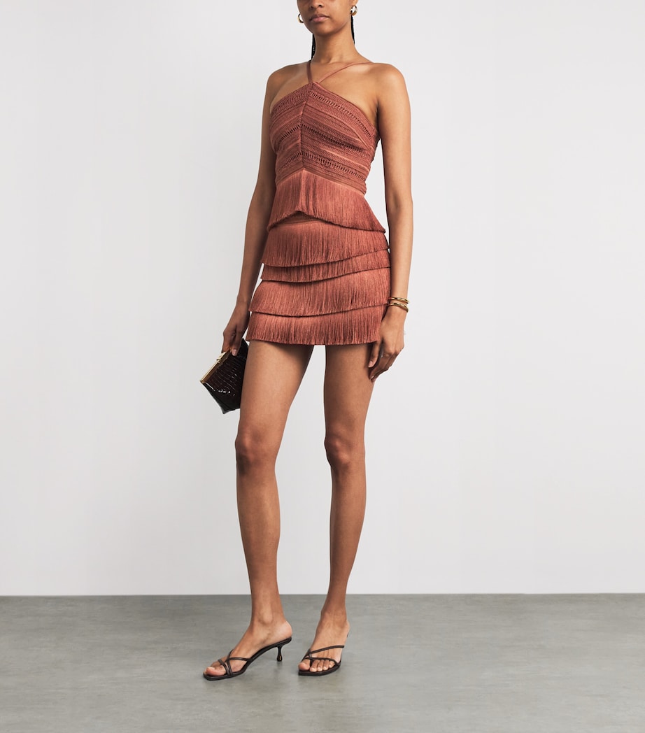 Fringe Halterneck Top BROWN Image 2