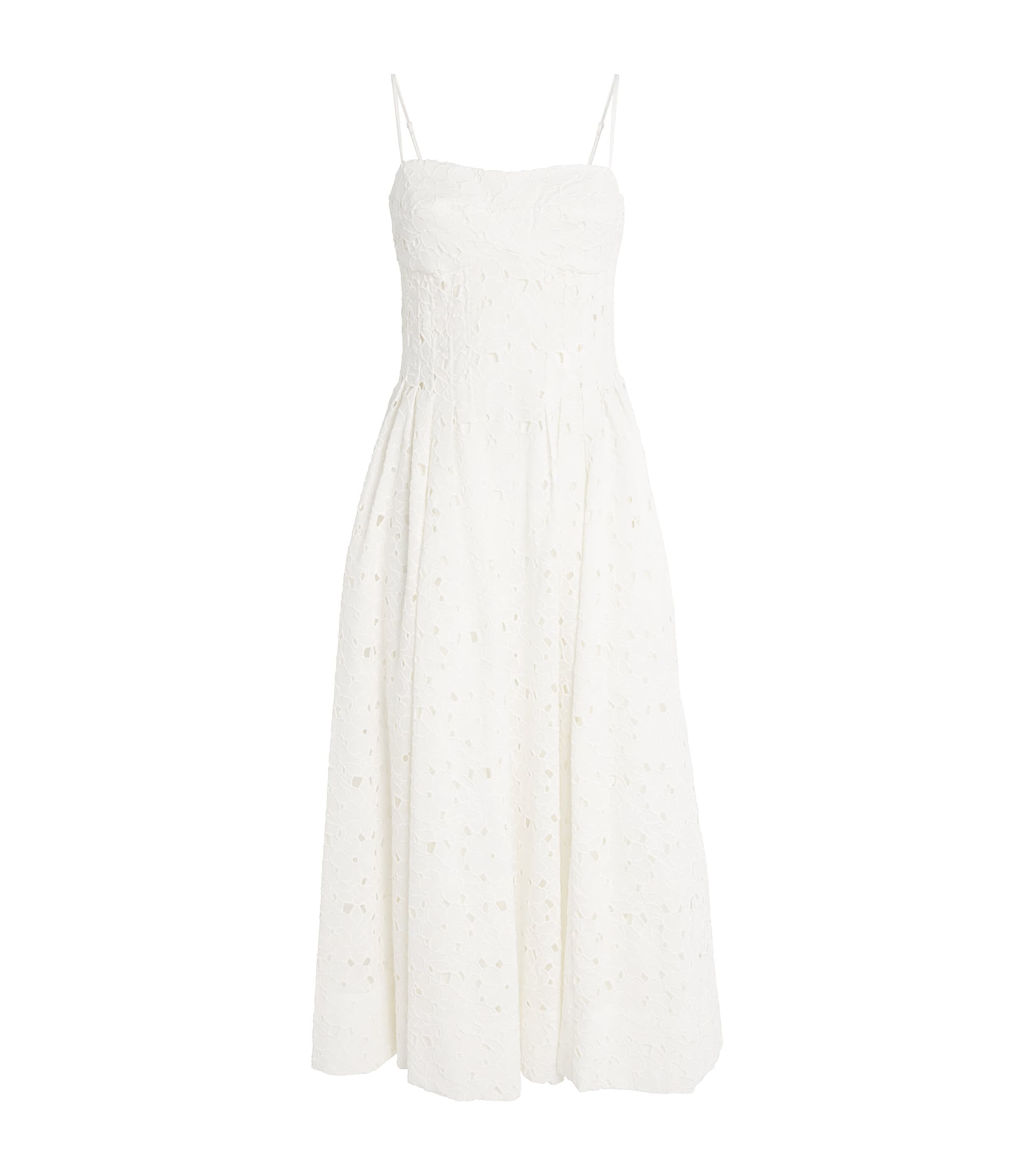 Simkhai Embroidered Floral Kittiya Midi Dress In White