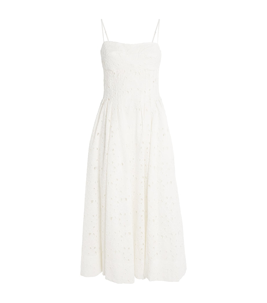 Embroidered Floral Kittiya Midi Dress WHITE Image 1