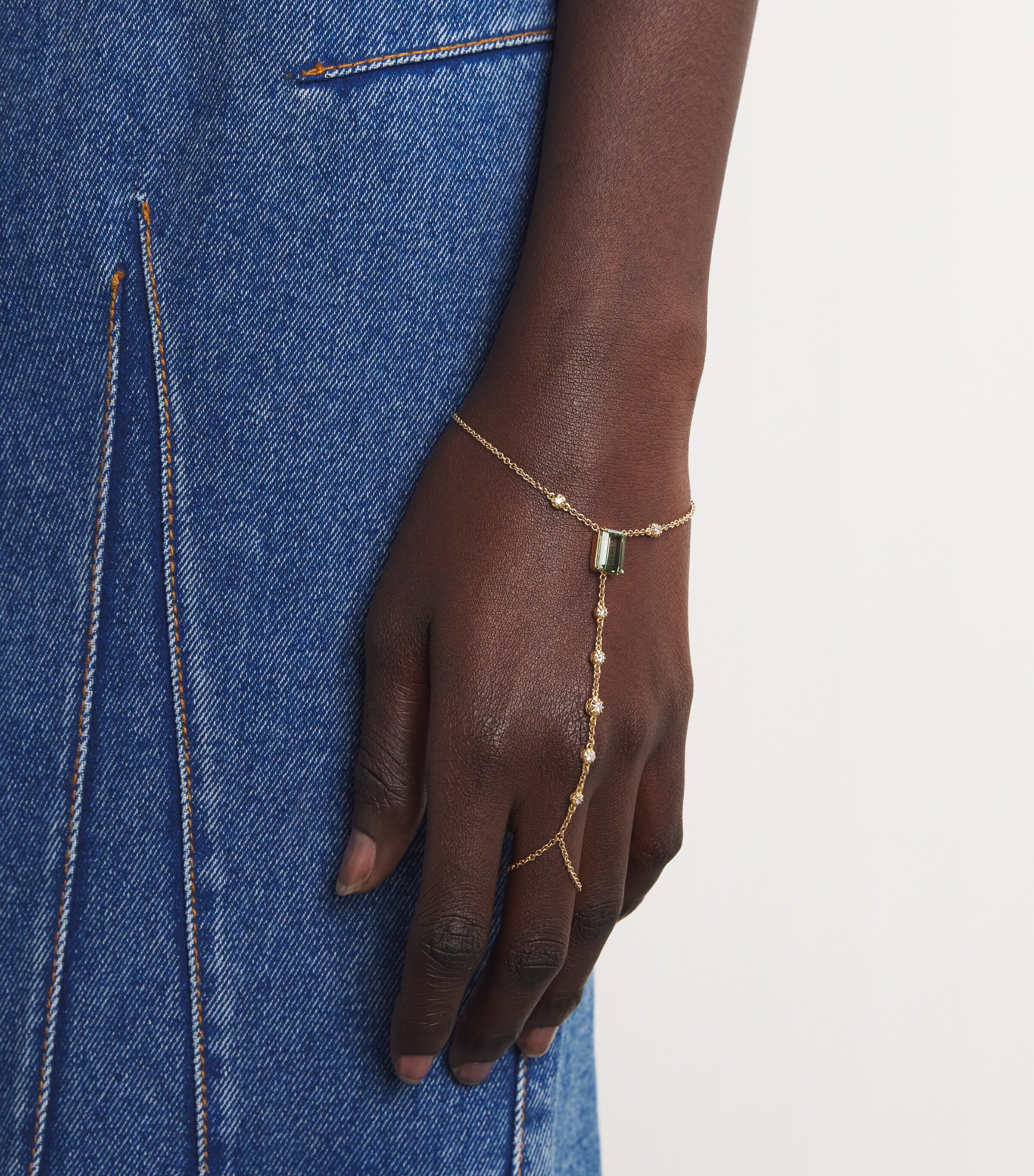 Jacquie Aiche Yellow Gold, Diamond and Tourmaline Sophia Finger Bracelet Yellow Gold Image 2