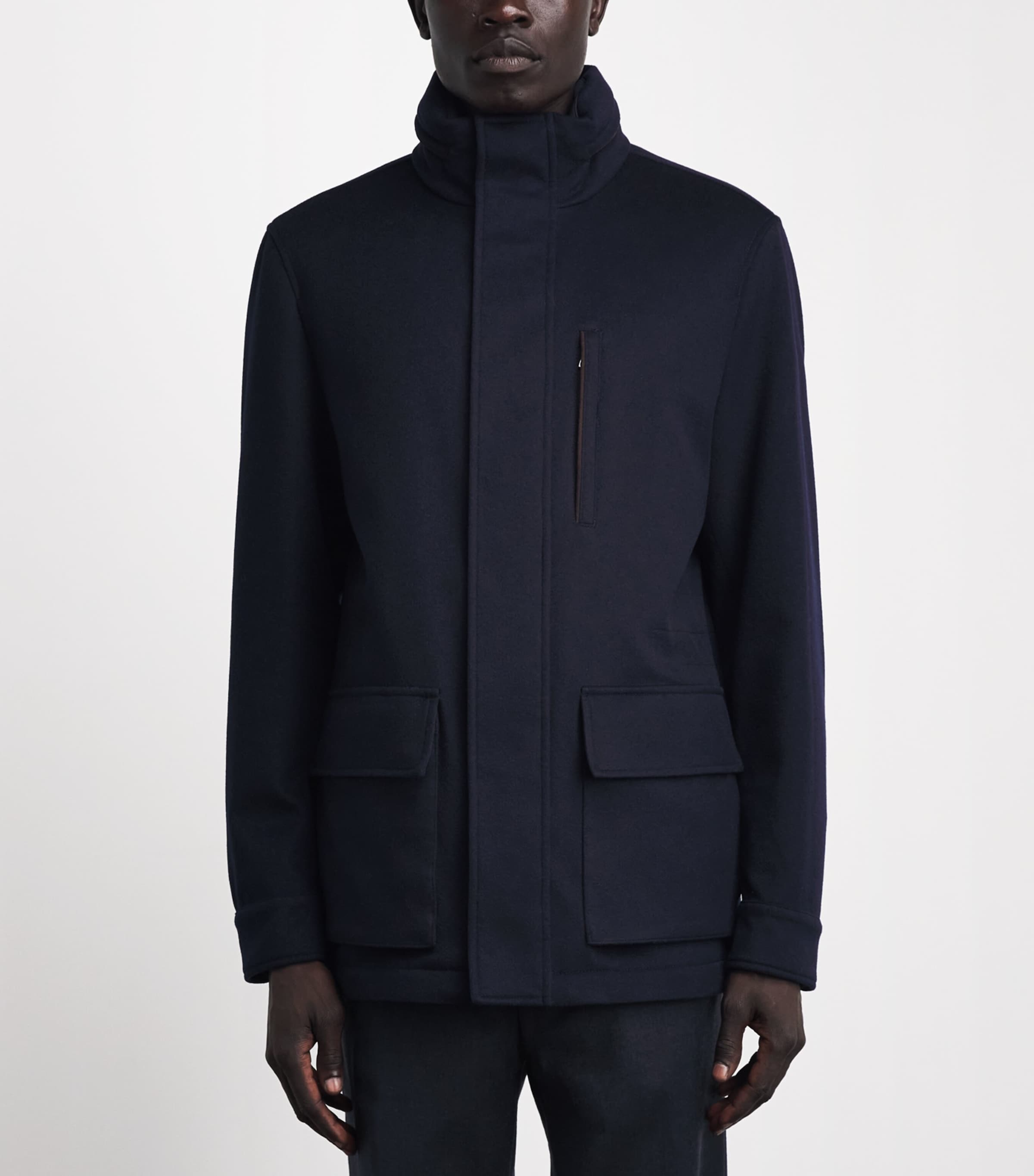 Paul & Shark Mens Cashmere Padded Hybrid Coat Blue Image 4