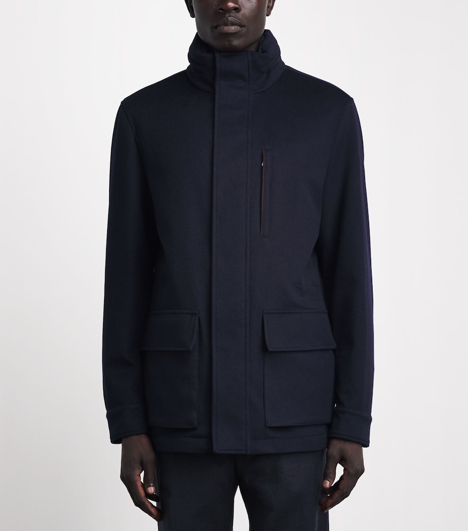 Paul & Shark Mens Cashmere Padded Hybrid Coat Blue Image 4