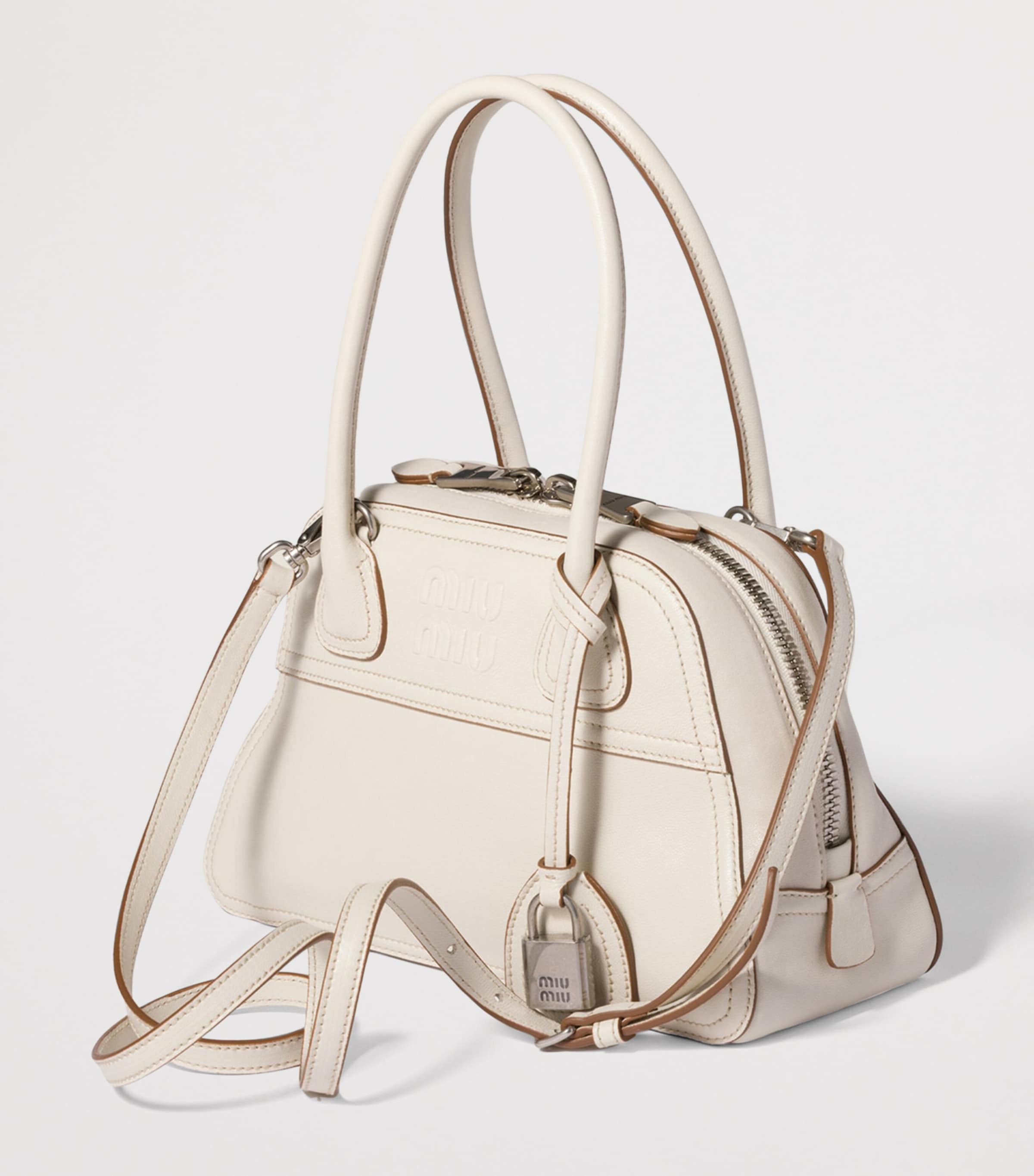 Miu Miu Nappa Leather Vivant Top-Handle Bag Neutral Image 3