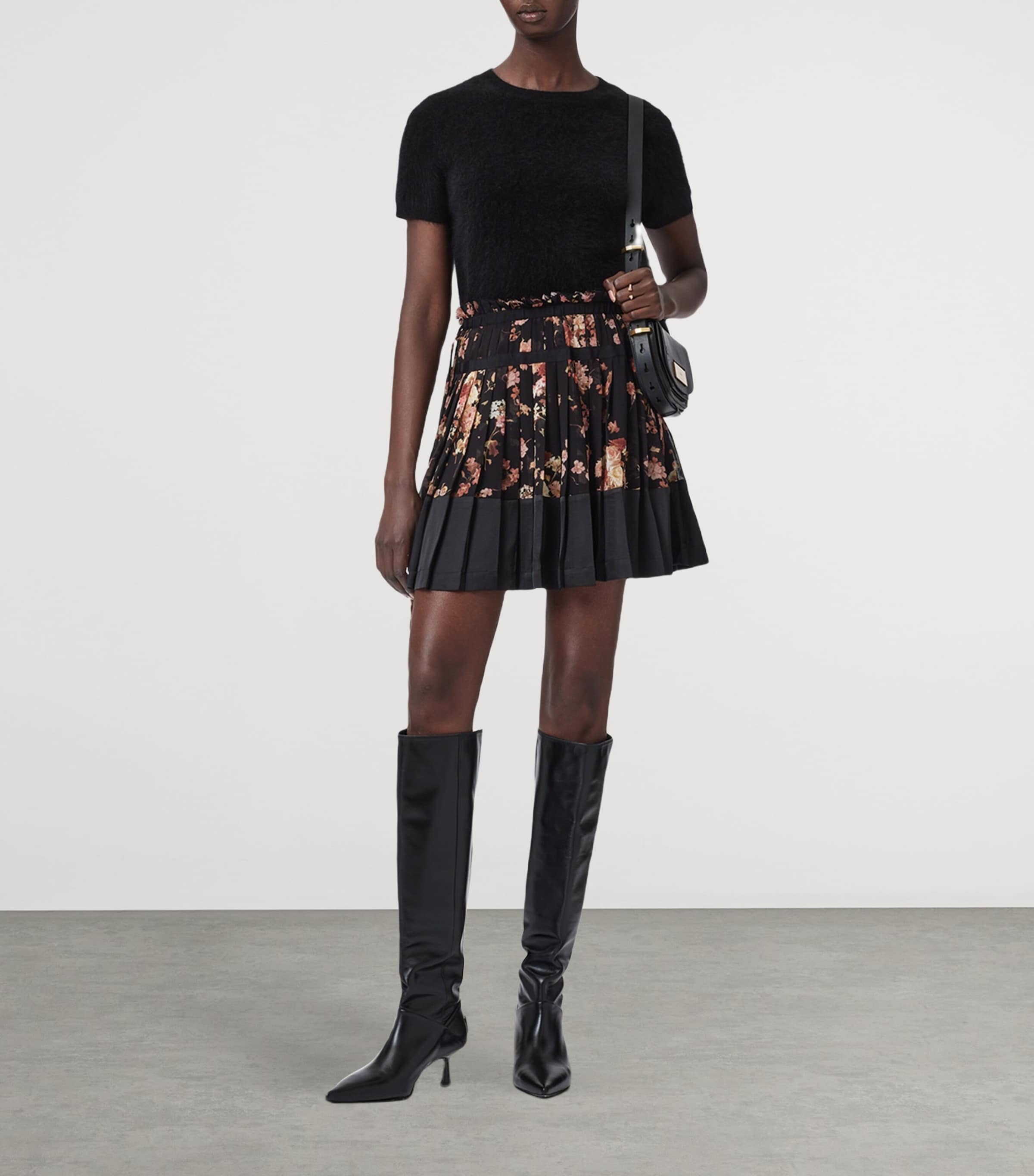 AllSaints Womens Elara Mini Skirt Armada Black Image 3