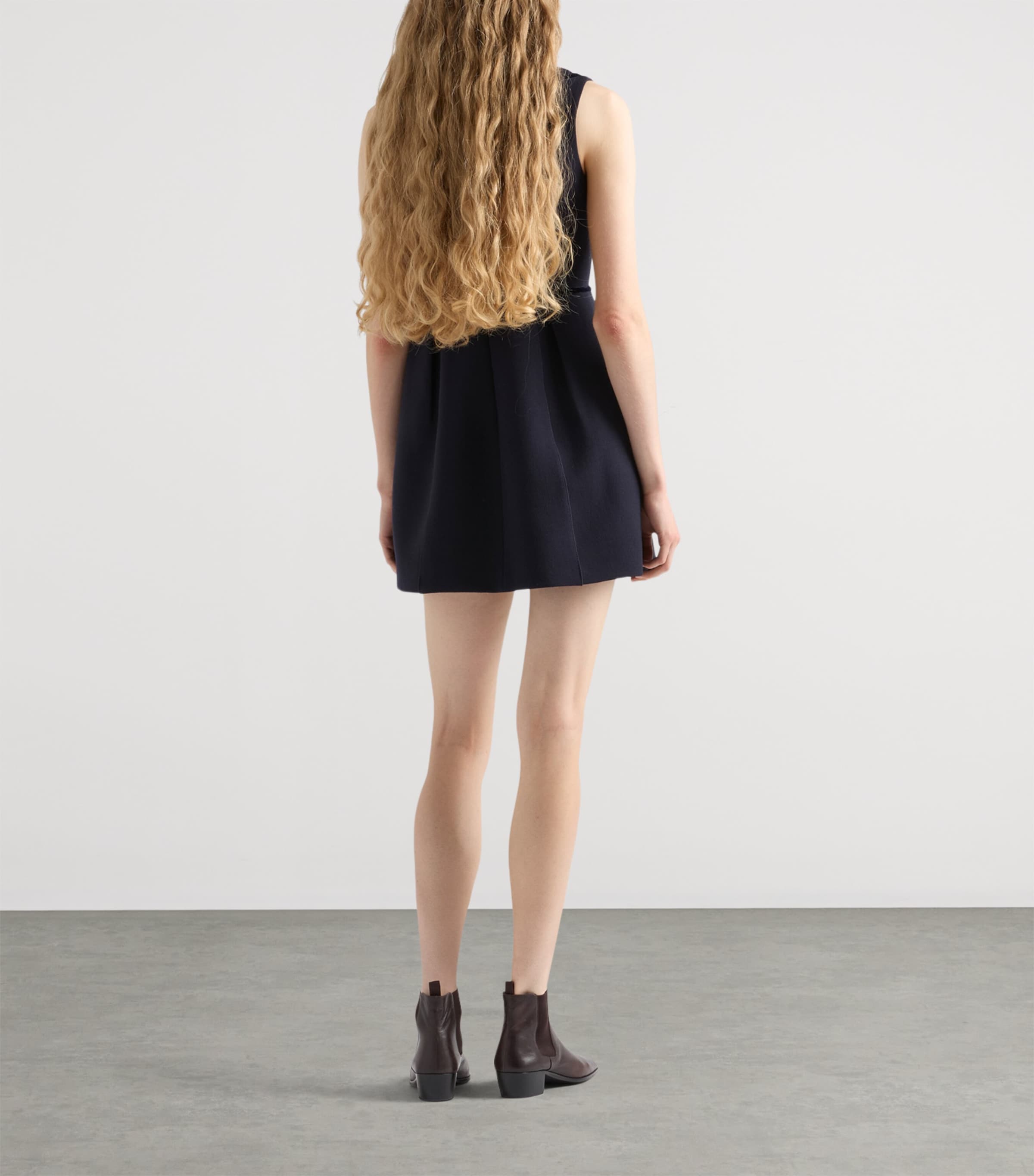 Wool Natté Sleeveless Mini Dress F0008 Image 5