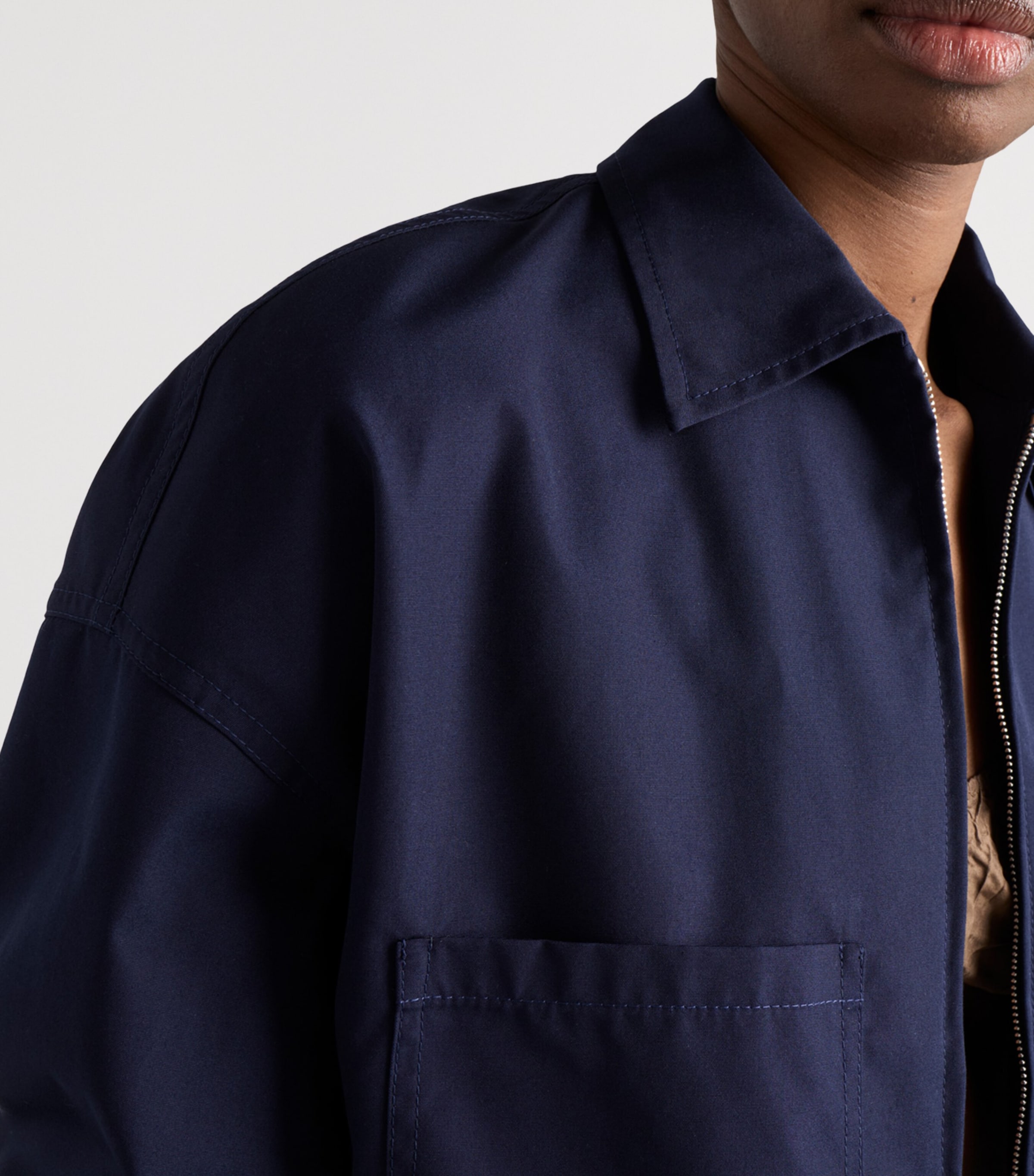 Prada Womens Triangle Shirt Jacket Blue Image 4