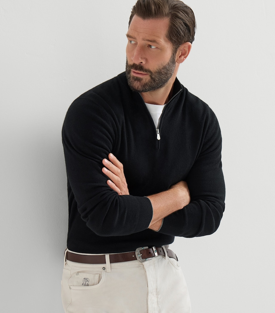 Brunello Cucinelli Mens Cashmere Quarter-Zip Sweater Image 4