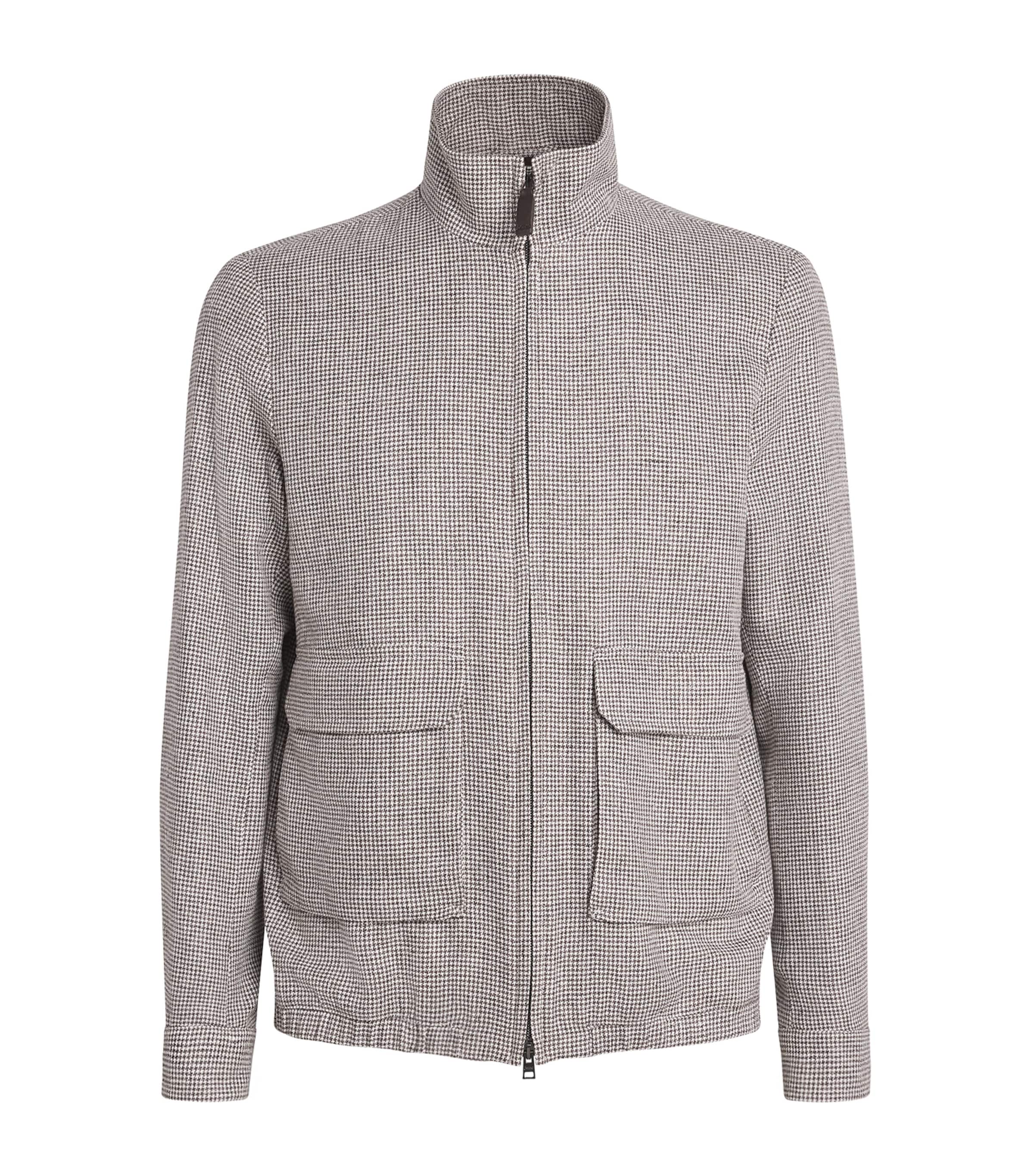 Linen-Blend Houndstooth Bomber Jacket MUD 8600 Image 1