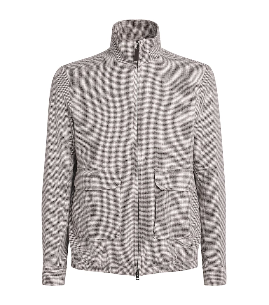 Linen-Blend Houndstooth Bomber Jacket MUD 8600 Image 1