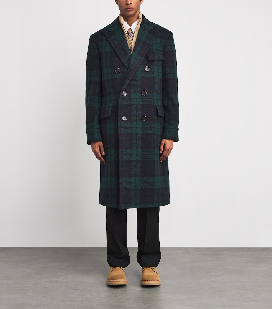 Wool Tweed Double-Breasted Overcoat BLACK Image 3