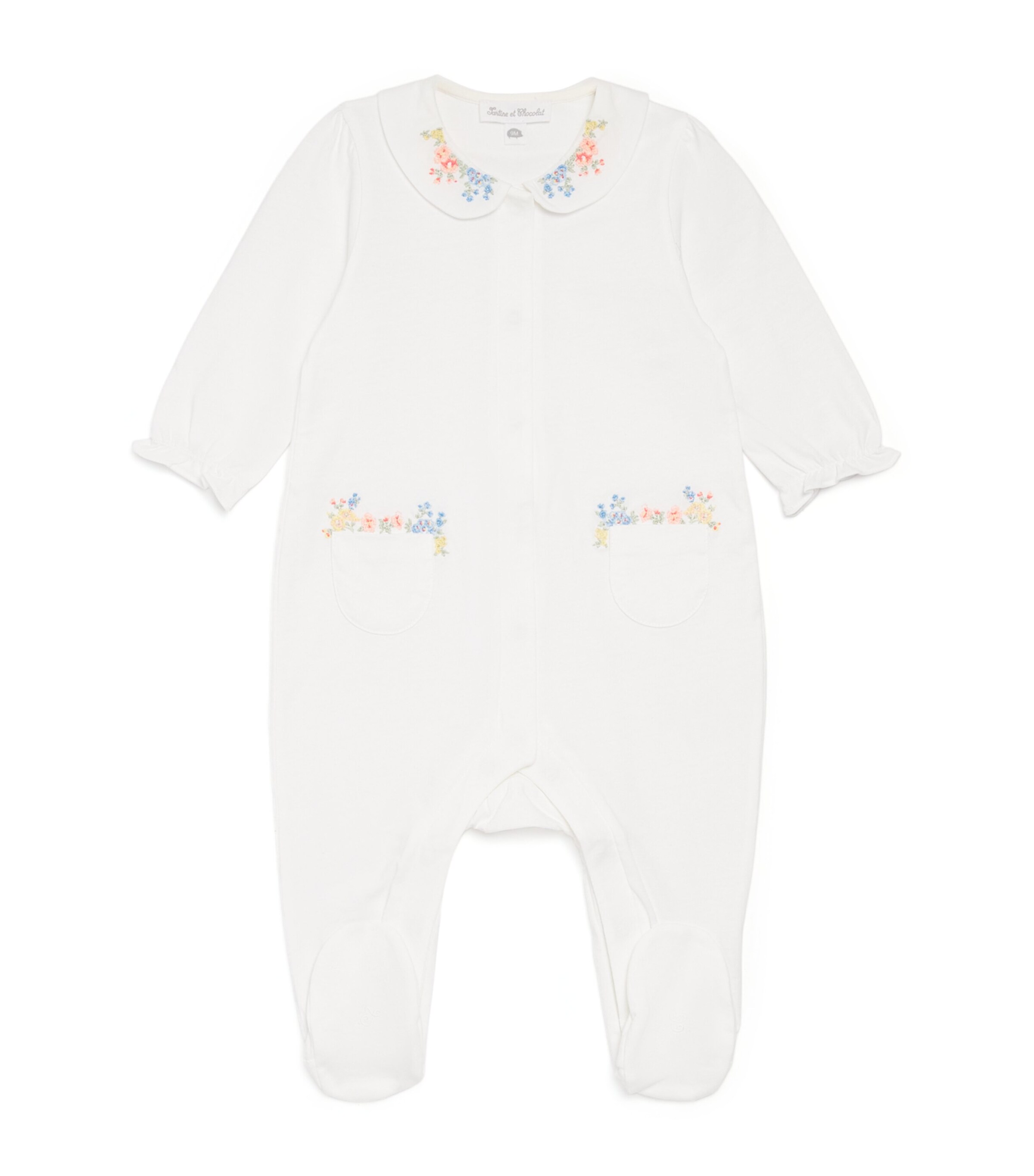 Tartine et Chocolat Cotton Embroidered All-In-One (0-24 Months) Nacre Image 1