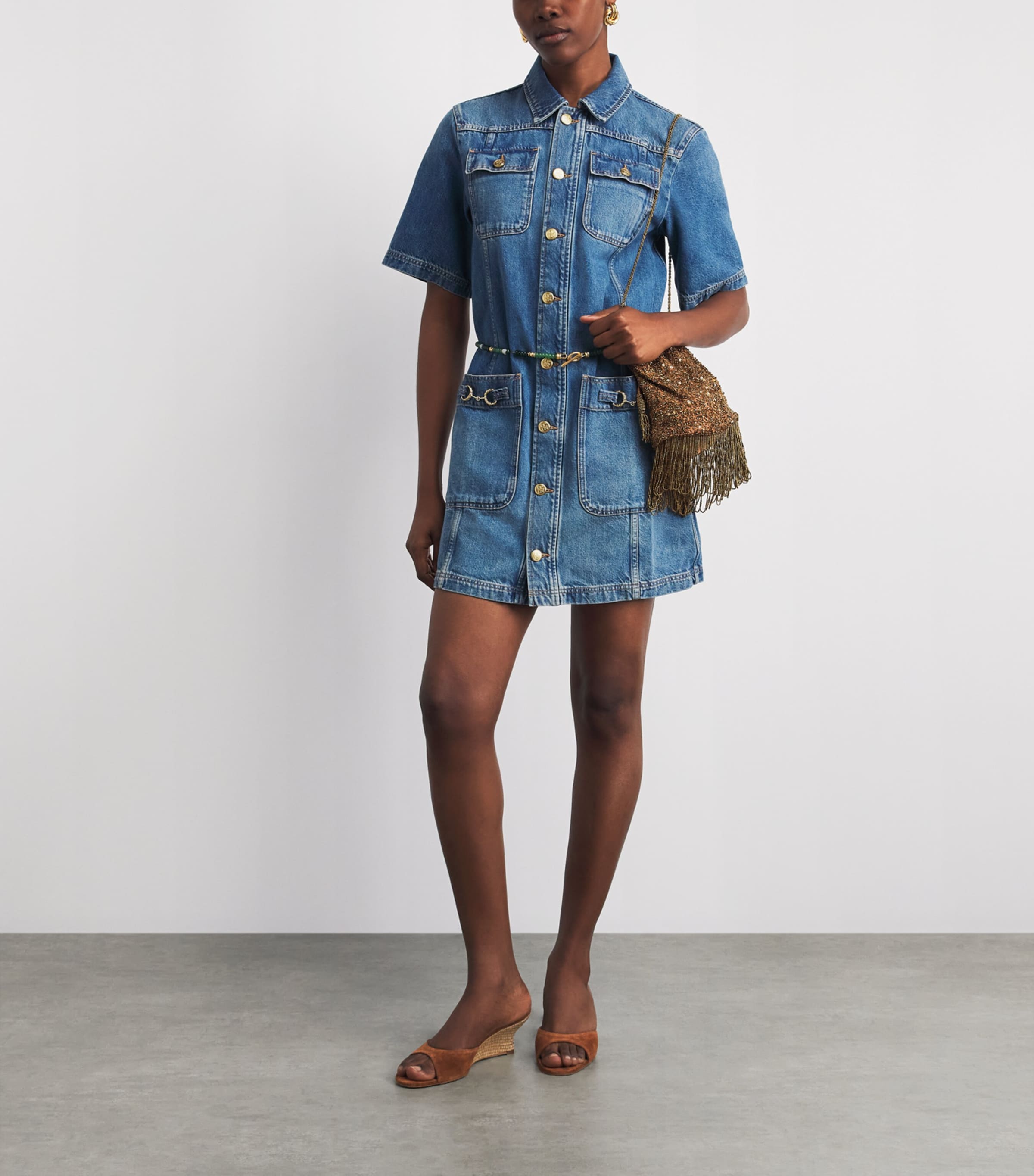 Ulla Johnson Womens Denim The Painters Mini Dress Danube Image 2