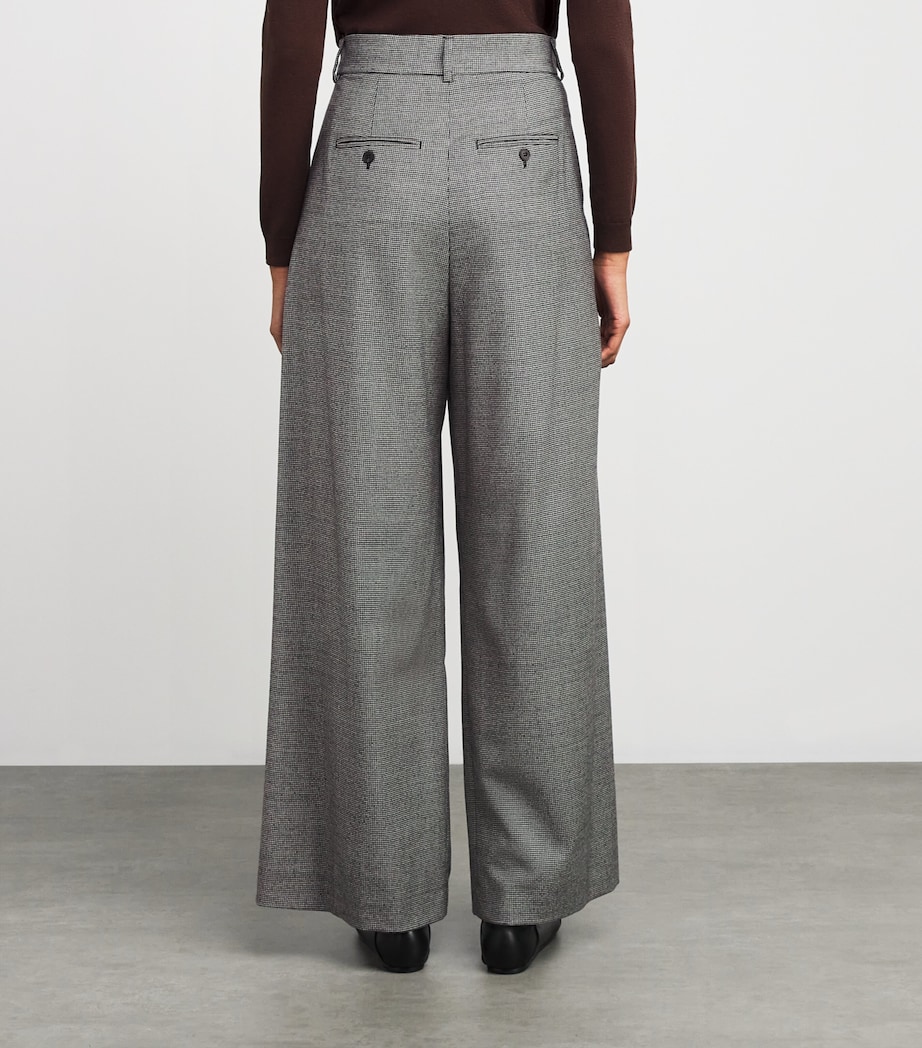 Virgin Wool Houndstooth Tailored Trousers BLACK Image 4