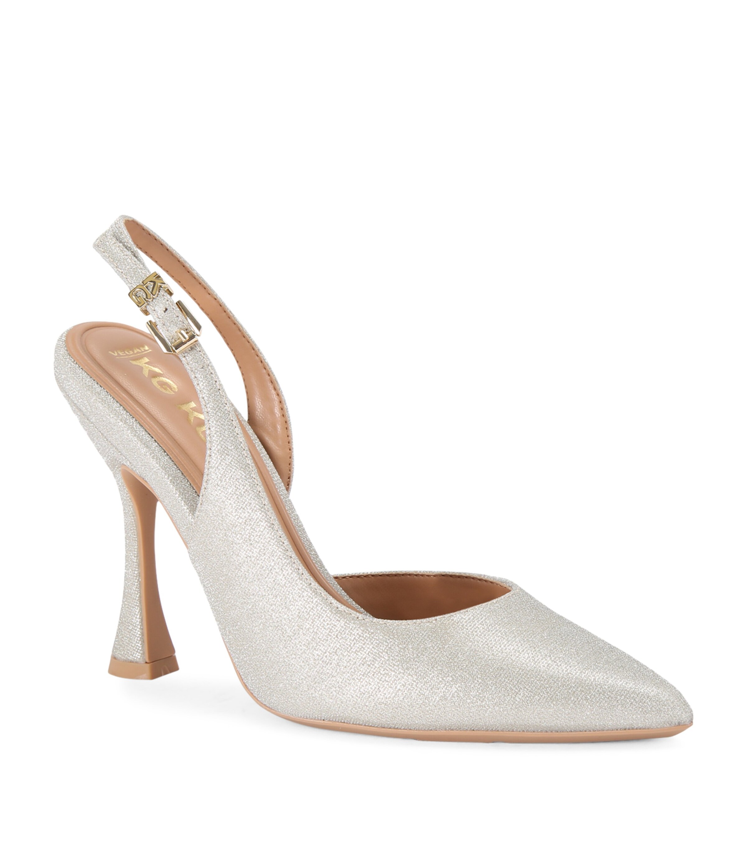 Kg Kurt Geiger Womens Silver Aria Pointed-toe Woven Slingback Courts In Silver