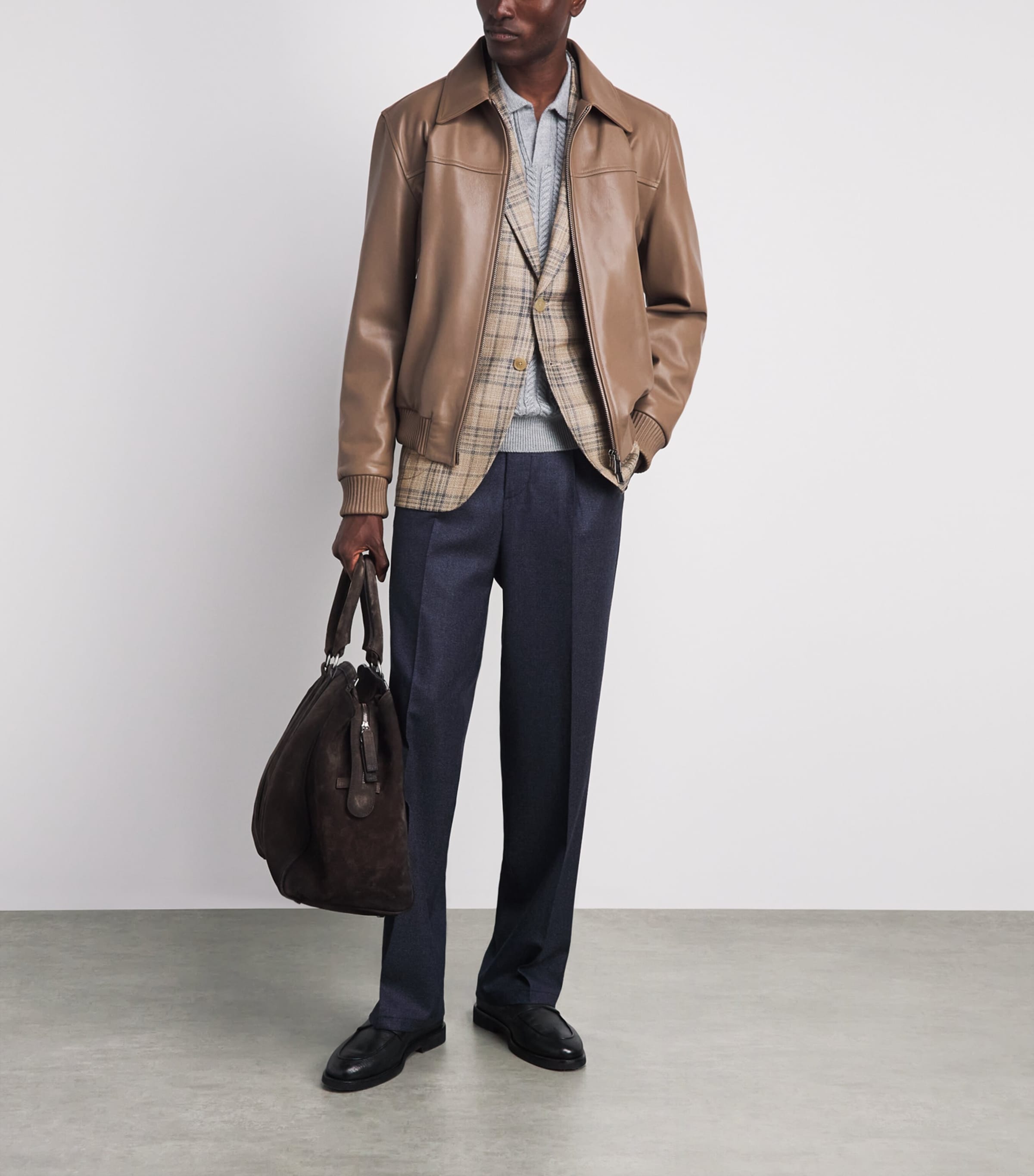 Isaia Mens Wool-Silk Check Capri Blazer Image 2