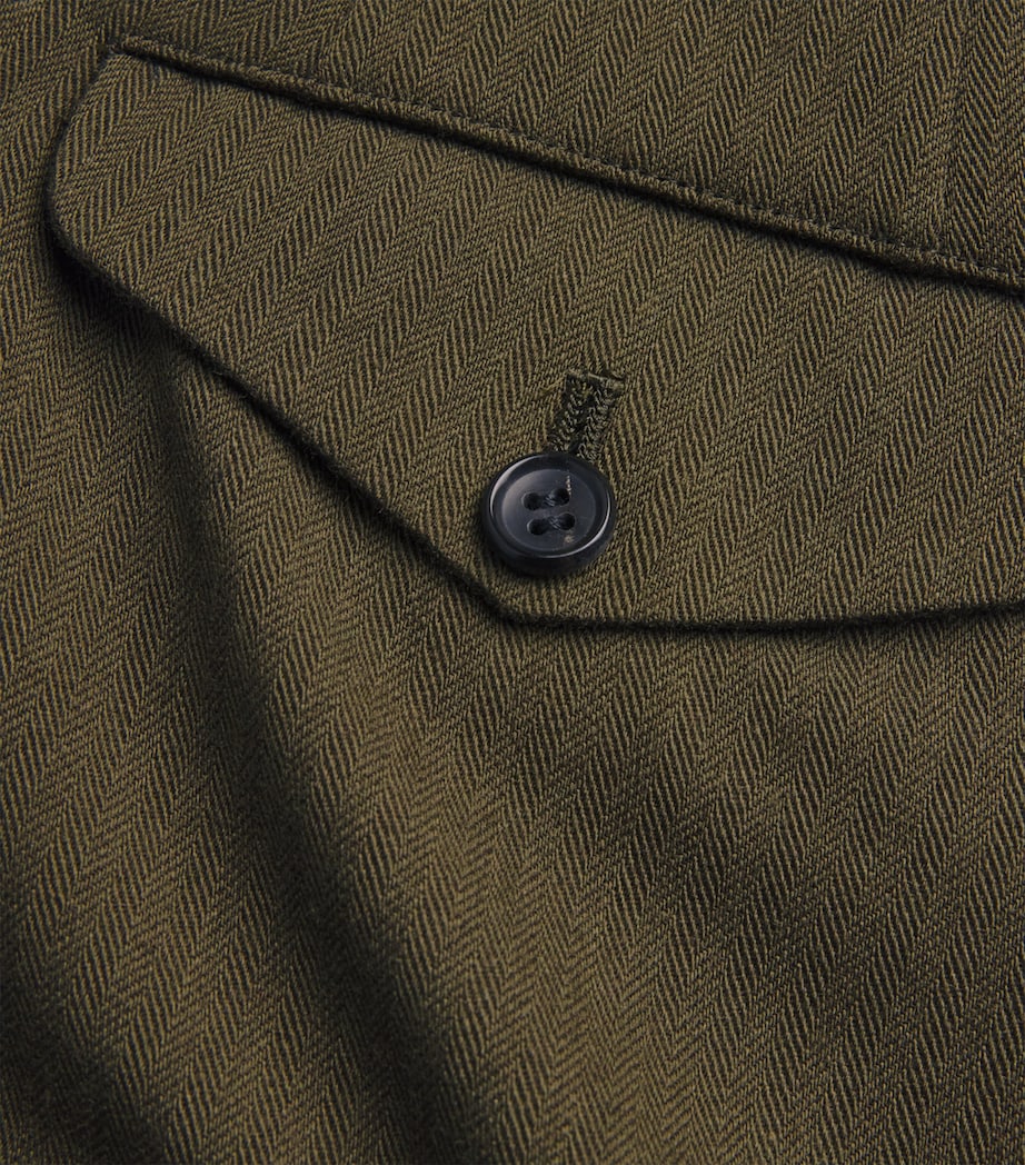 Wool Pleated Wide-Leg Trousers KHAKI Image 5