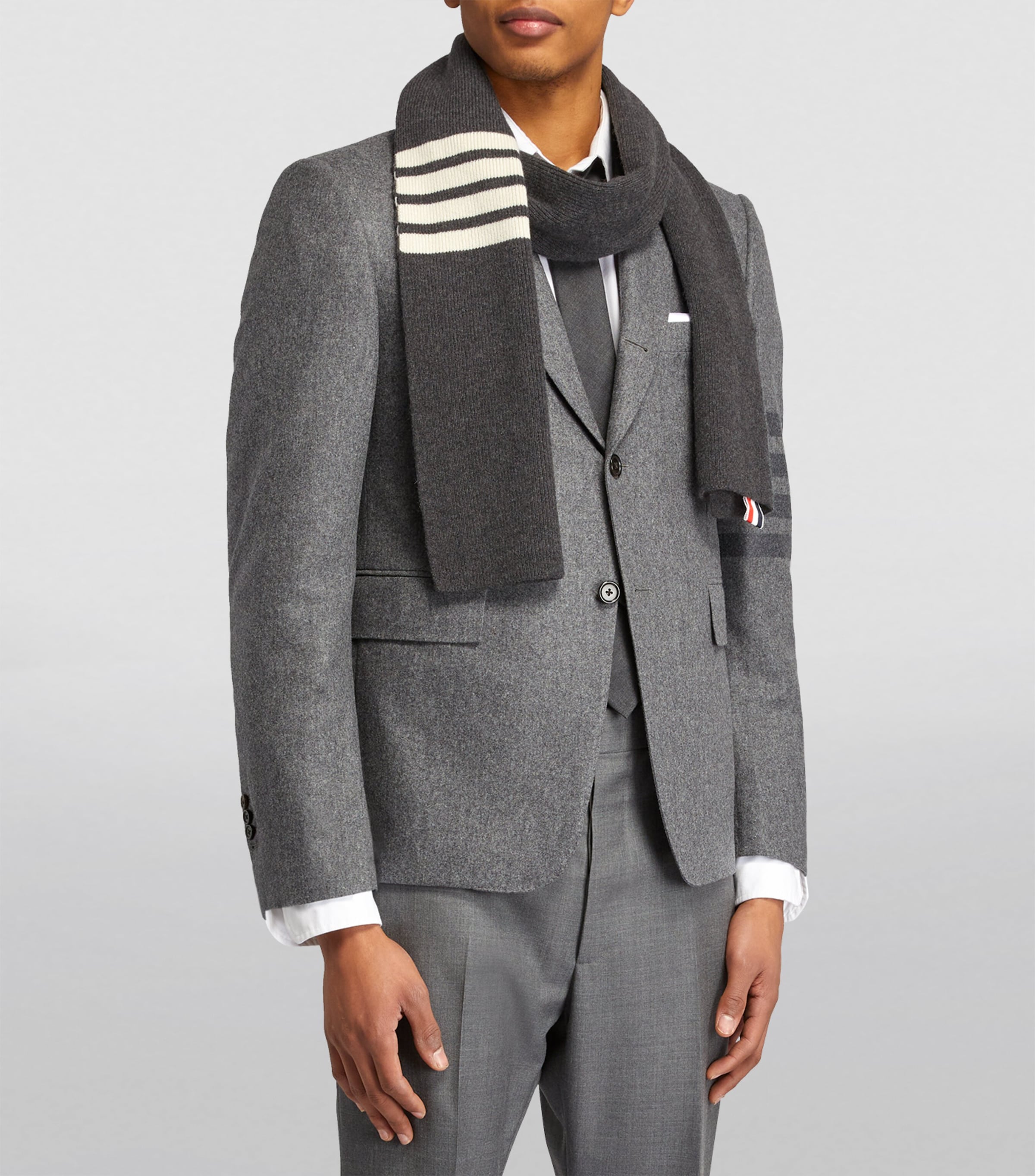 Thom Browne Cashmere 4-Bar Scarf Dark Grey Image 4