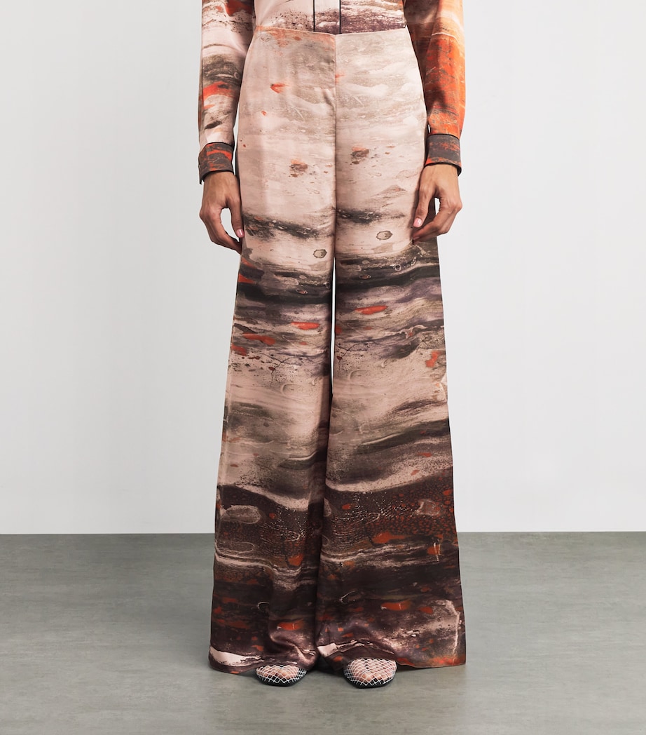 Silk Printed Arneau Wide-Leg Trousers BRUSH ORNG/CINNAMON Image 3