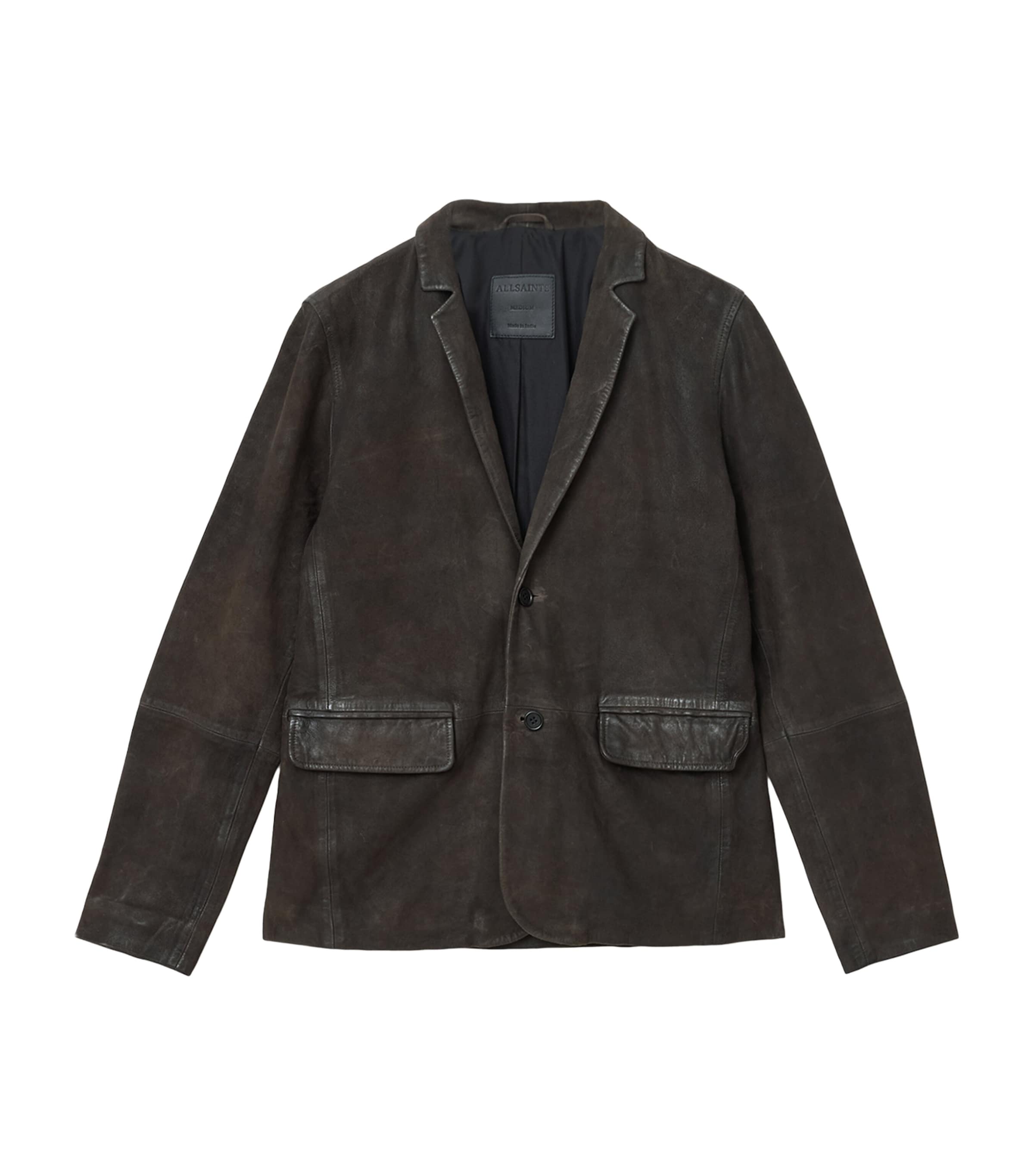Allsaints Mens Mole Brown Monet Notch-lapel Suede Blazer Xl In Brown