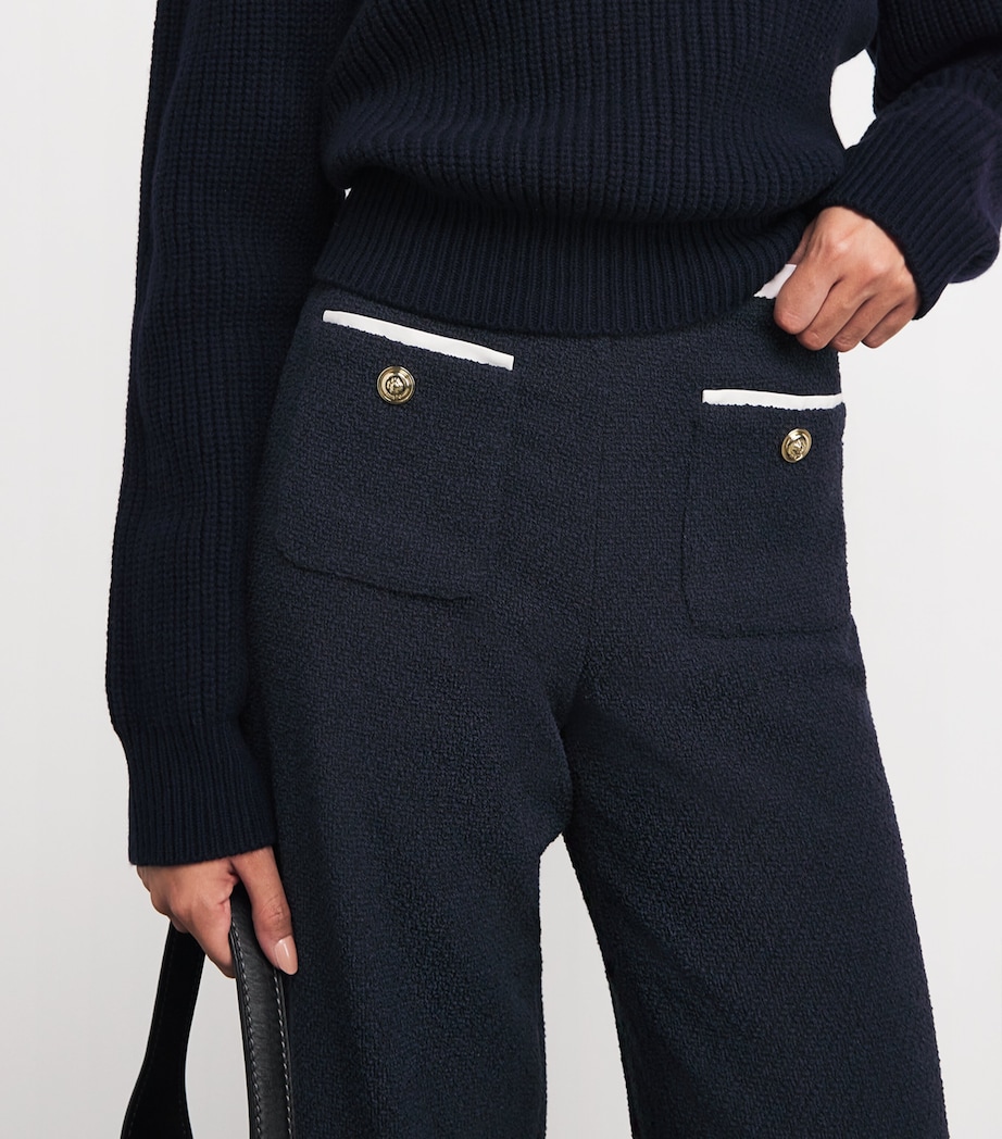 Contrast-Trim Elasticated Trousers NAVY Image 6