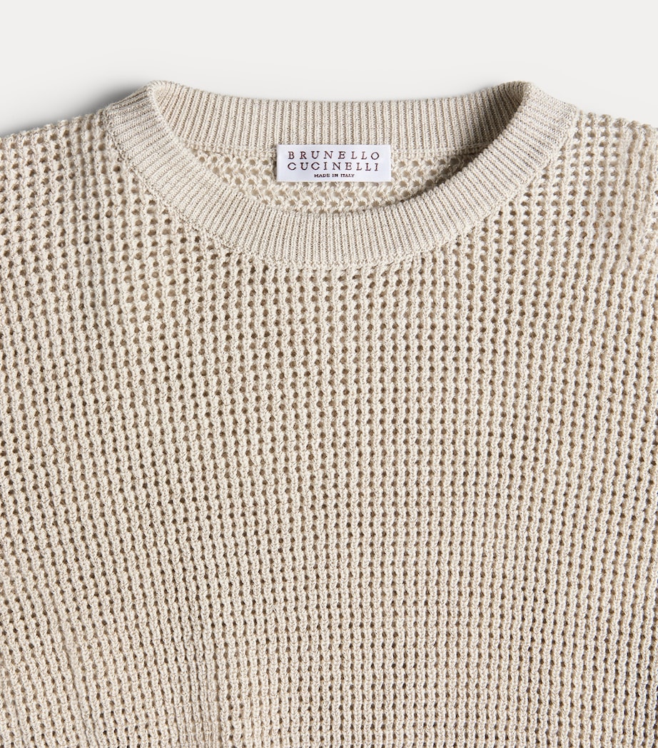Brunello Cucinelli Kids Womens Cotton-Blend Open-Knit Sweater (4-6 Years) Image 3