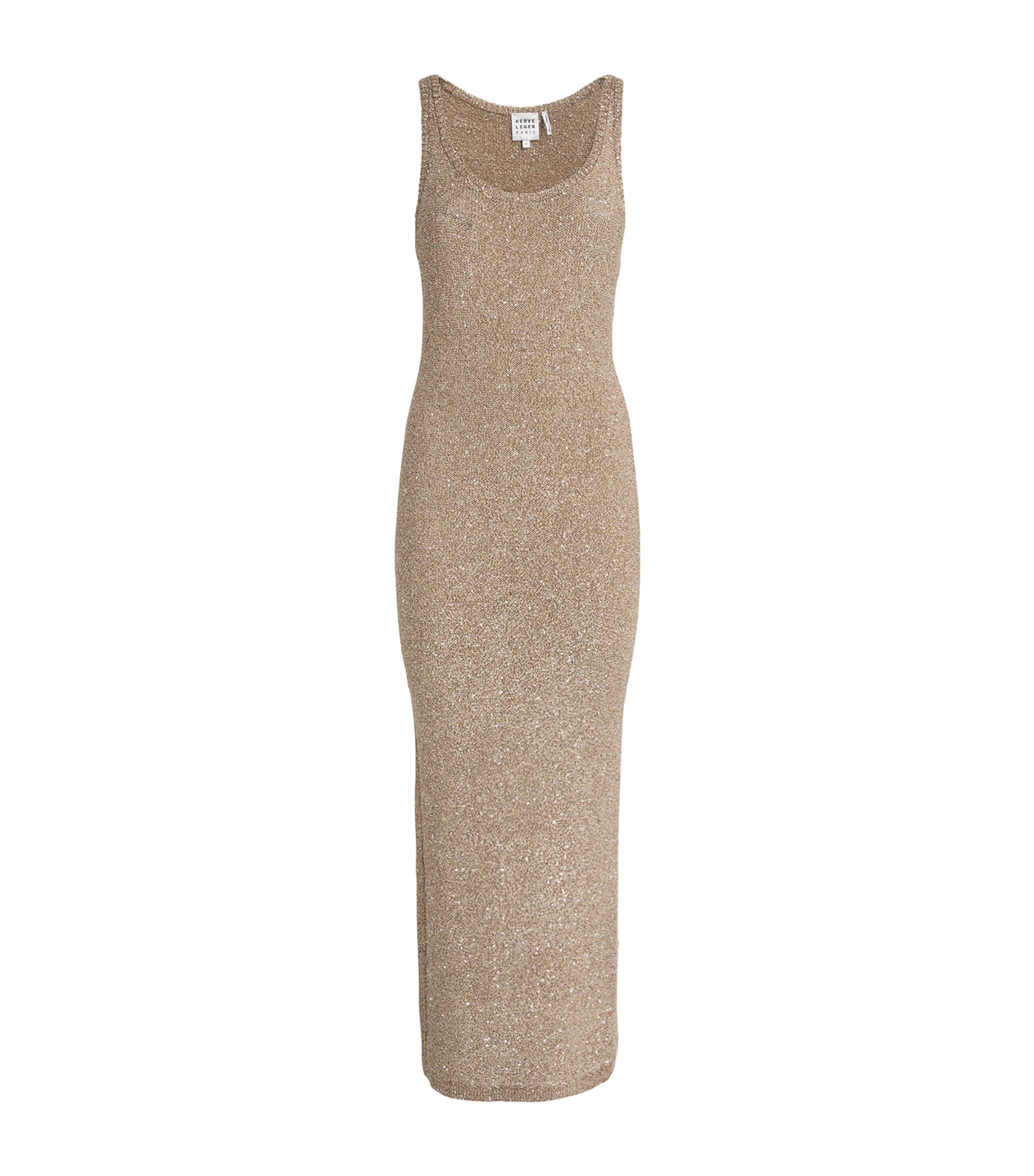 Shop Herve Leger The Madeline Gown In Beige