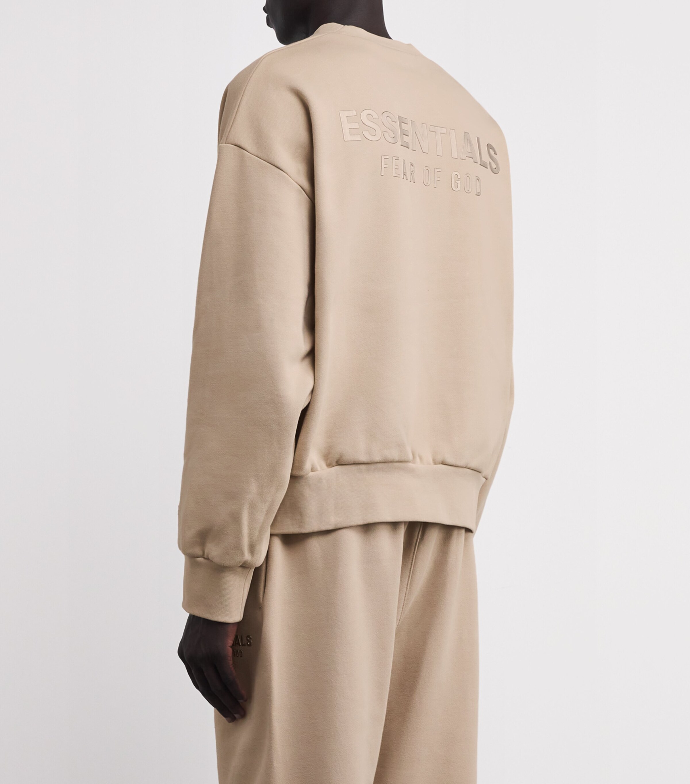 FEAR OF GOD ESSENTIALS Mens Cotton-Blend Back Logo Sweatshirt Timber Image 4