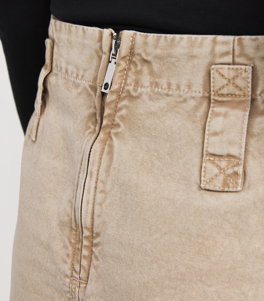 Cotton Canvas Midi Skirt BEIGE Image 6