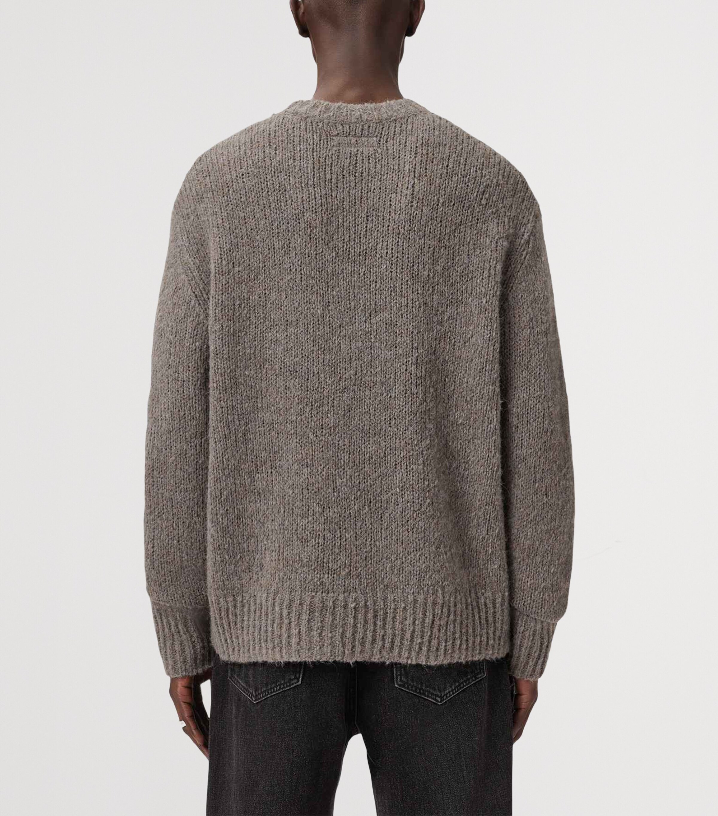 AllSaints Mens Wool-Alpaca-Blend Saku Sweater Metal Grey Image 4