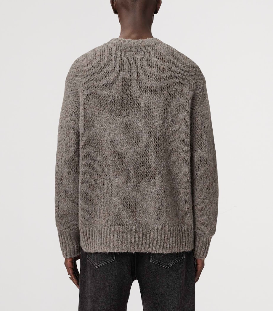AllSaints Mens Wool-Alpaca-Blend Saku Sweater Metal Grey Image 4