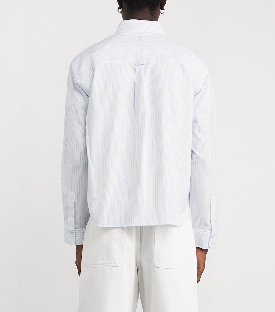 Cotton Oxford Stripe Logo Shirt WHITE/BLUE Image 4