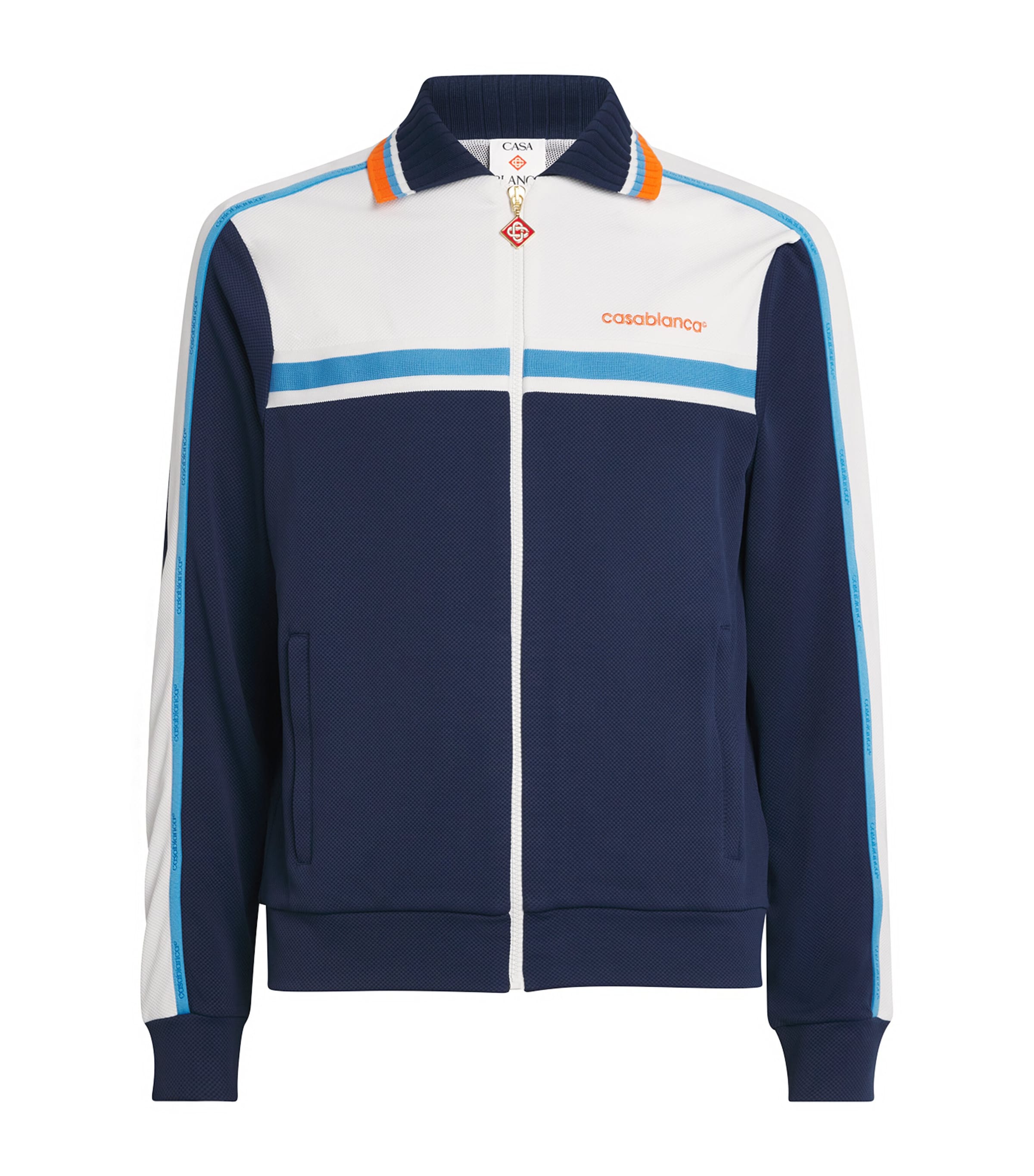 Casablanca Ribbed Collar Side Pockets Track Jacket In Blue