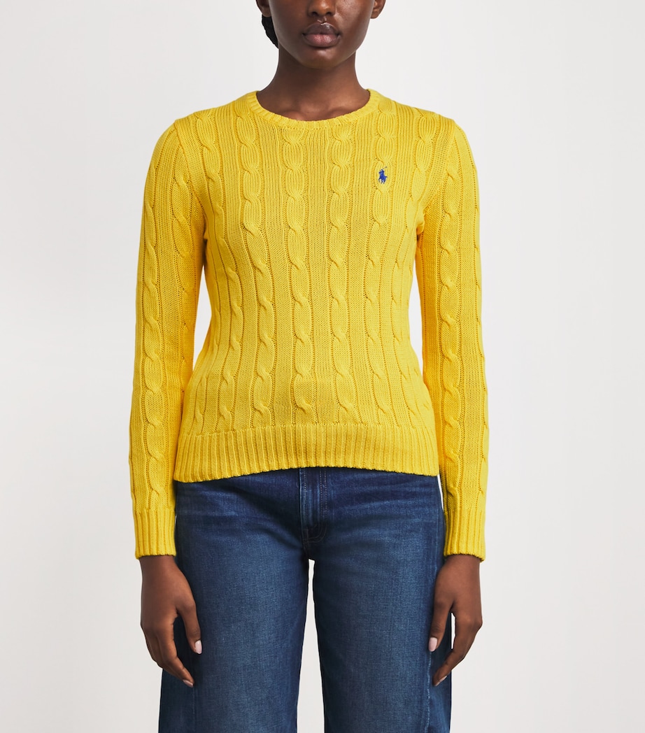 Pima Cotton Cable Knit Sweater YELLOW Image 3