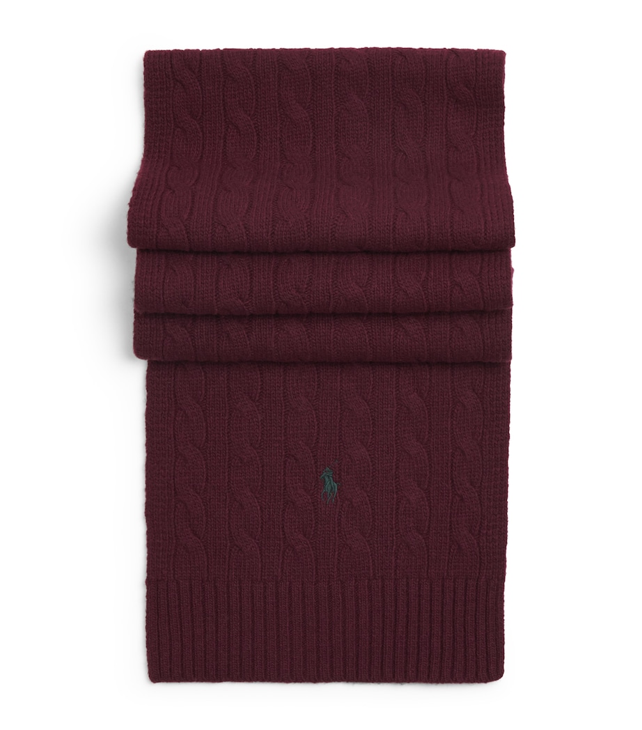 Wool-Blend Cable-Knit Scarf RED Image 1