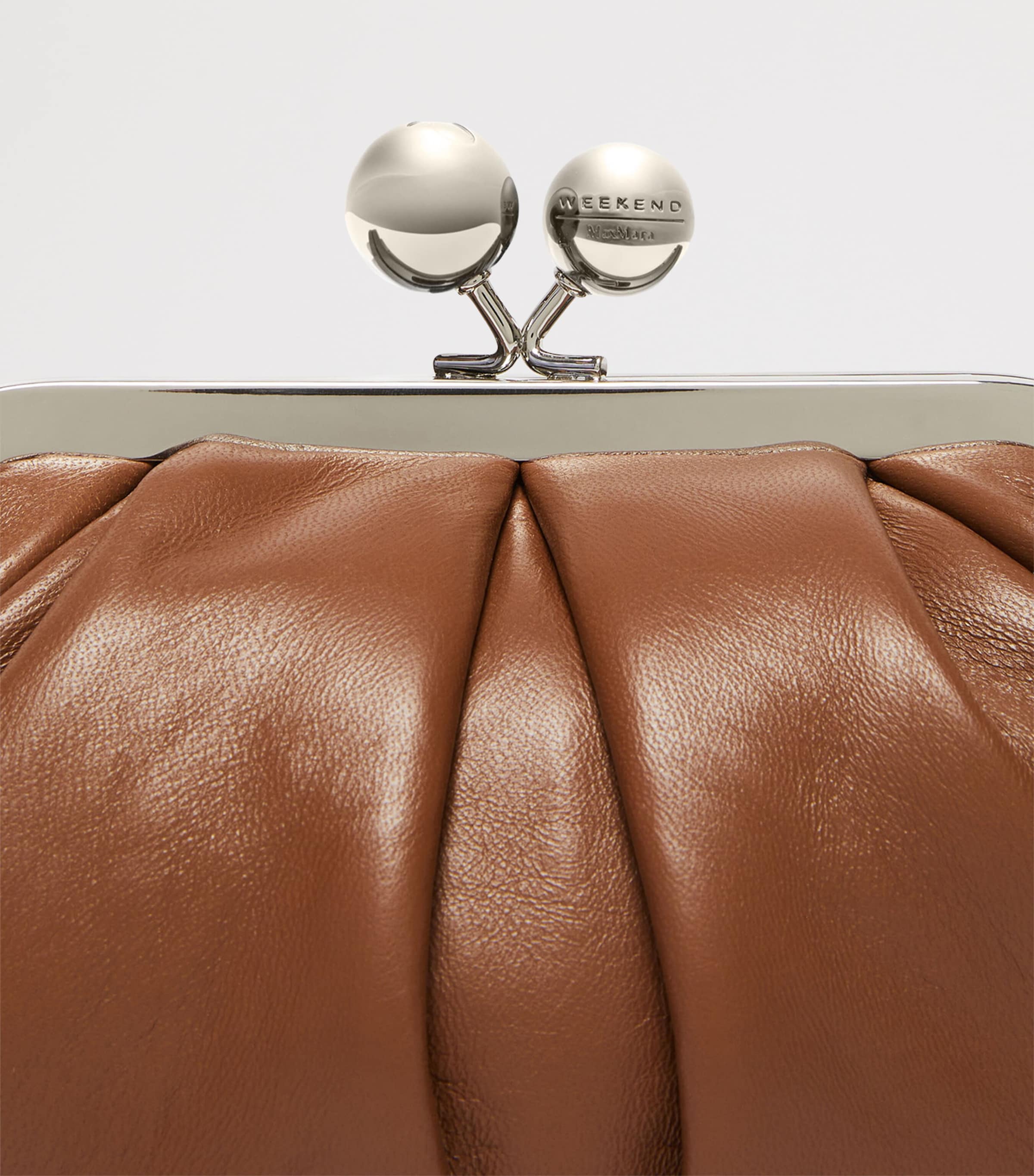 Weekend Max Mara Small Leather Pasticcino Clutch Bag Tobacco Image 5