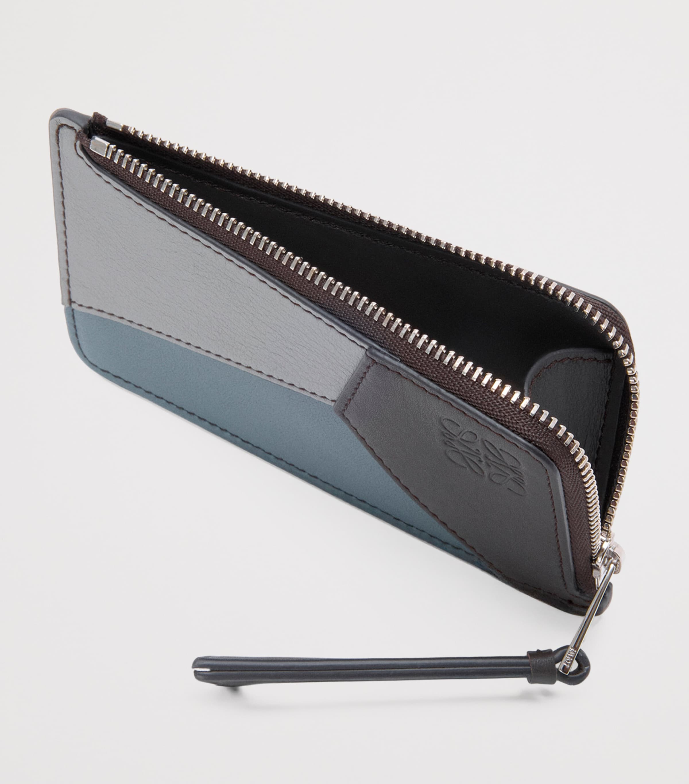 Leather Puzzle Coin Card Holder GREY/STORM BLUE Image 2