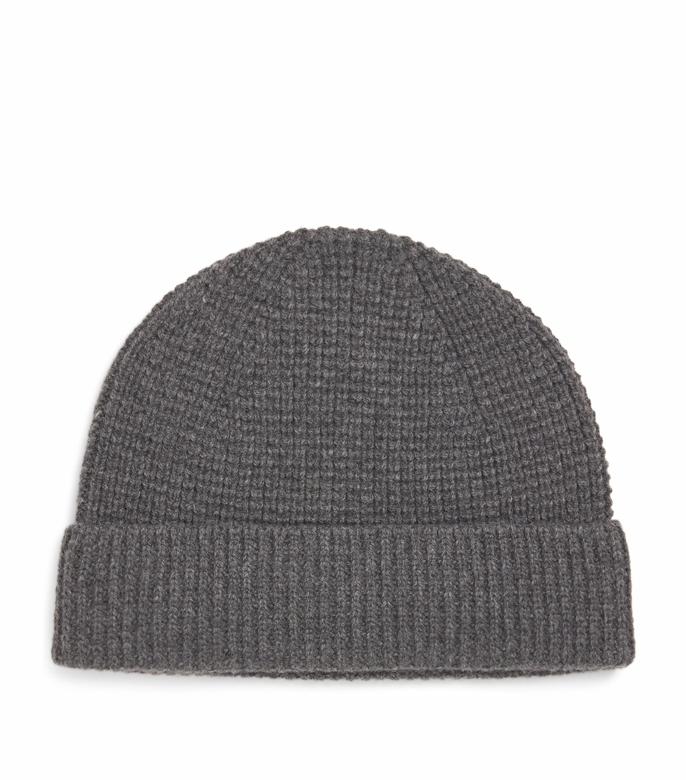 Sunspel Wool-cashmere Waffle Beanie In Grey