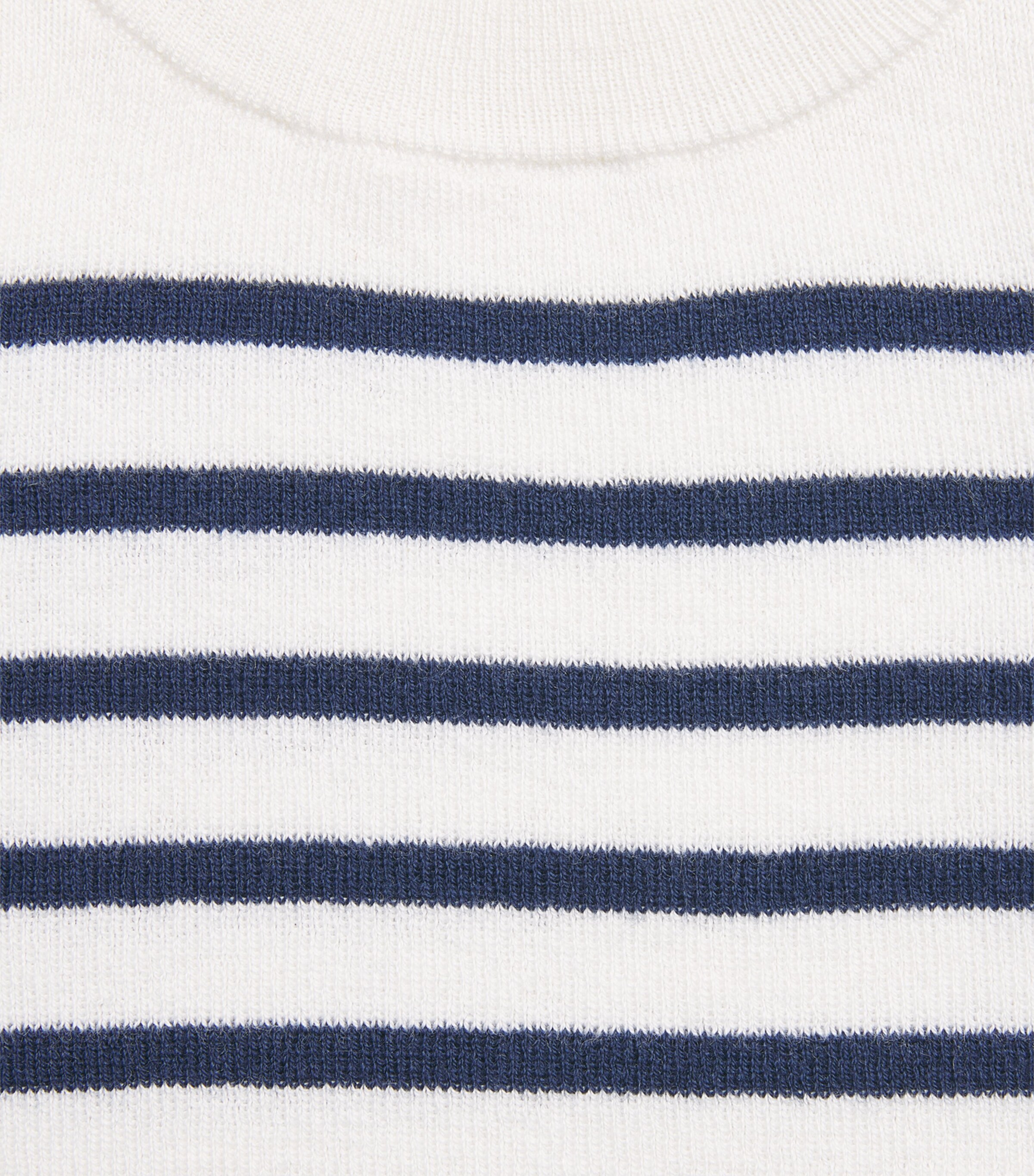Petit Bateau Wool-Cotton Stripe Sweater (3-24 Months) Marshmallow/soir Image 2