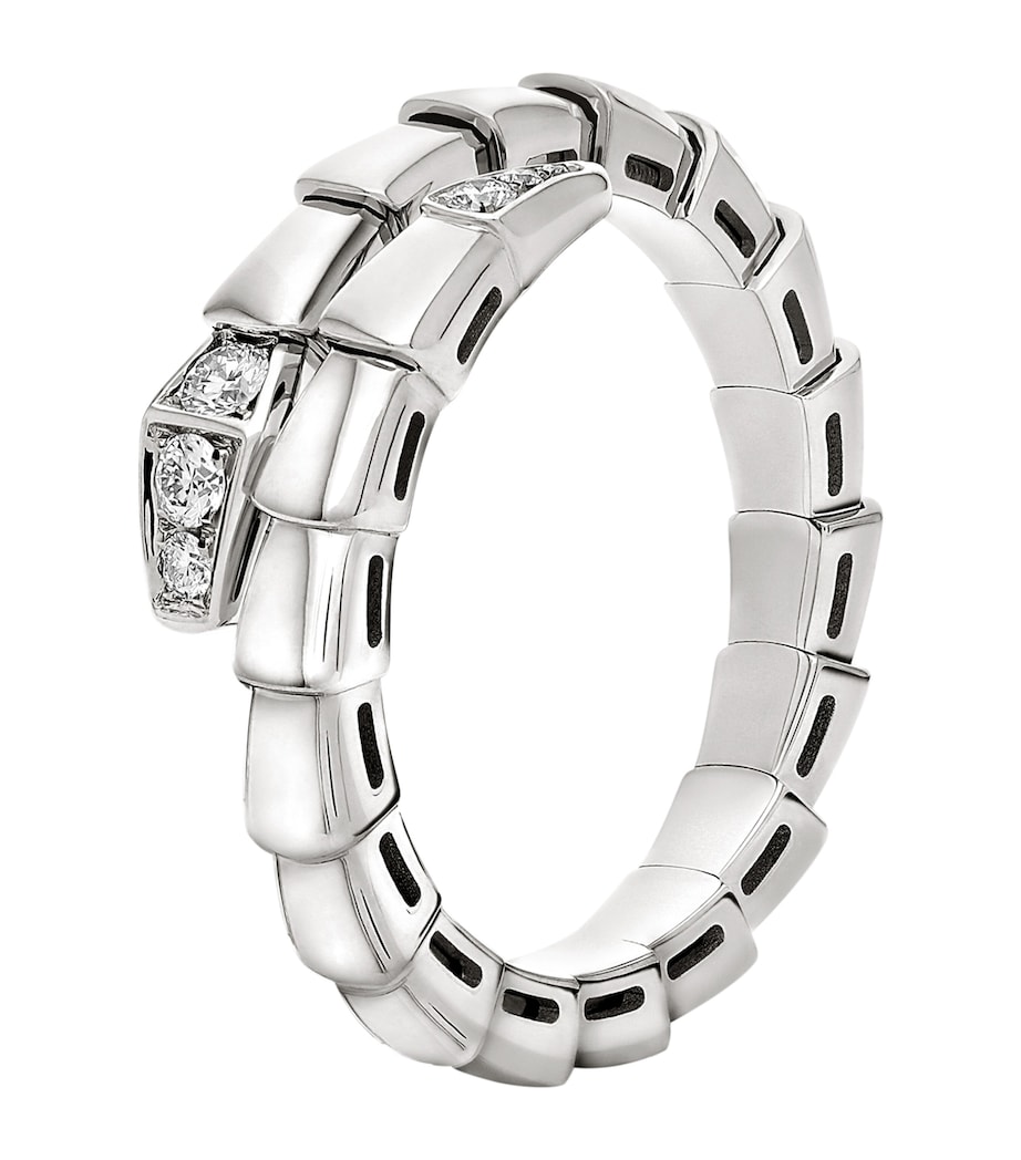 Bvlgari White Gold and Diamond Serpenti Viper Ring White Gold Image 1