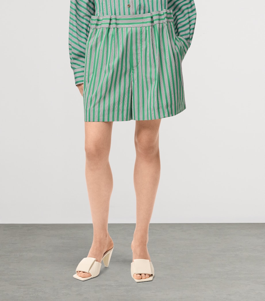 LOEWE Womens Stripe Shorts Green/white Image 3