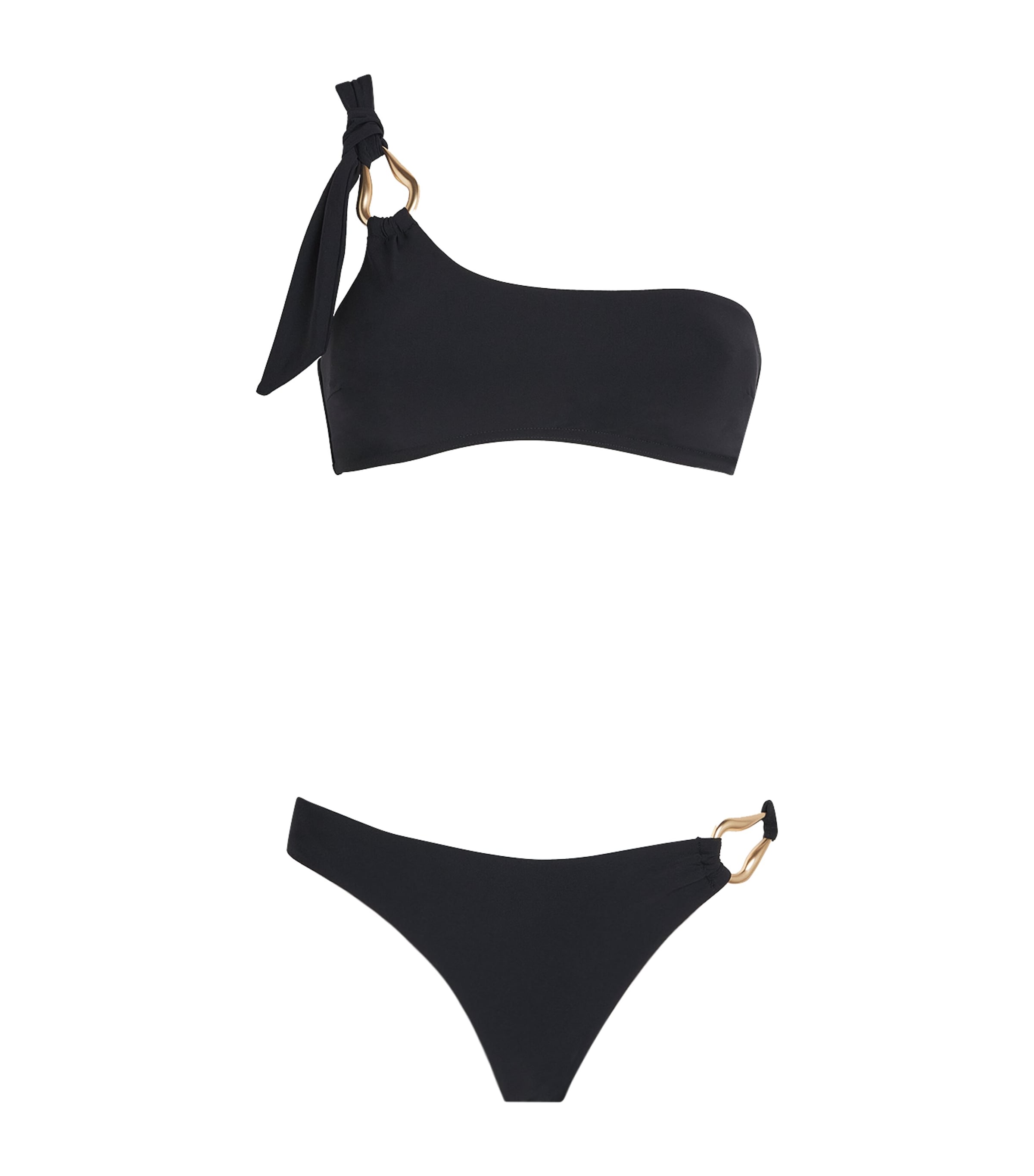 Zimmermann One-Shoulder Roselight Bikini Black