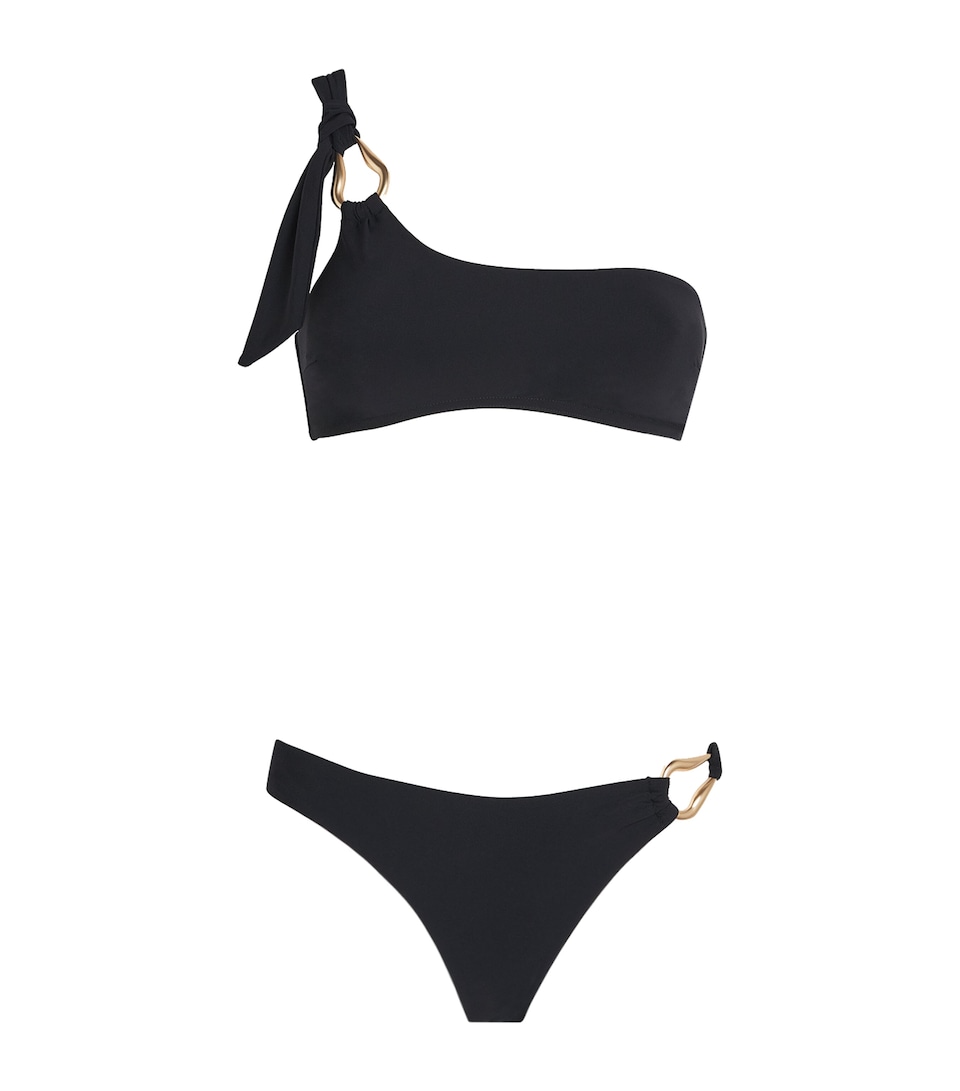 Zimmermann One-Shoulder Roselight Bikini Black