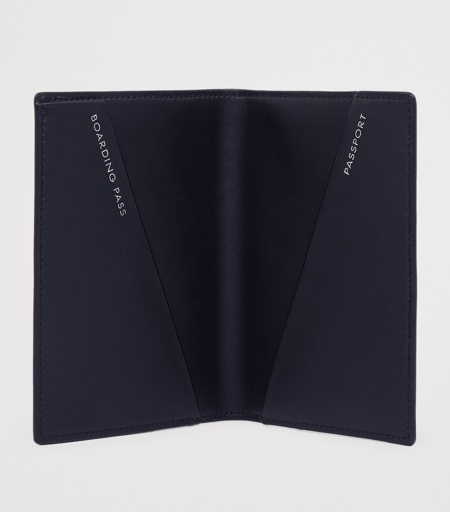 Smythson Panama Leather Stripe Passport Holder Navy Image 2