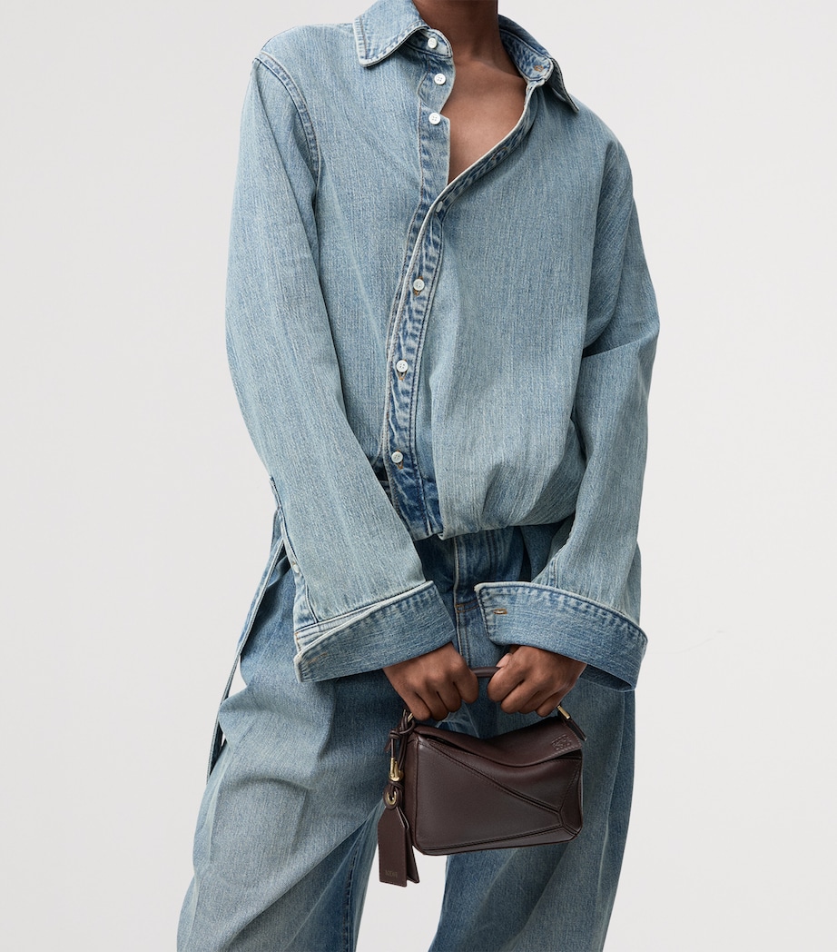 Mini Leather Featherlight Puzzle Top-Handle Bag DARK CHESTNUT Image 11