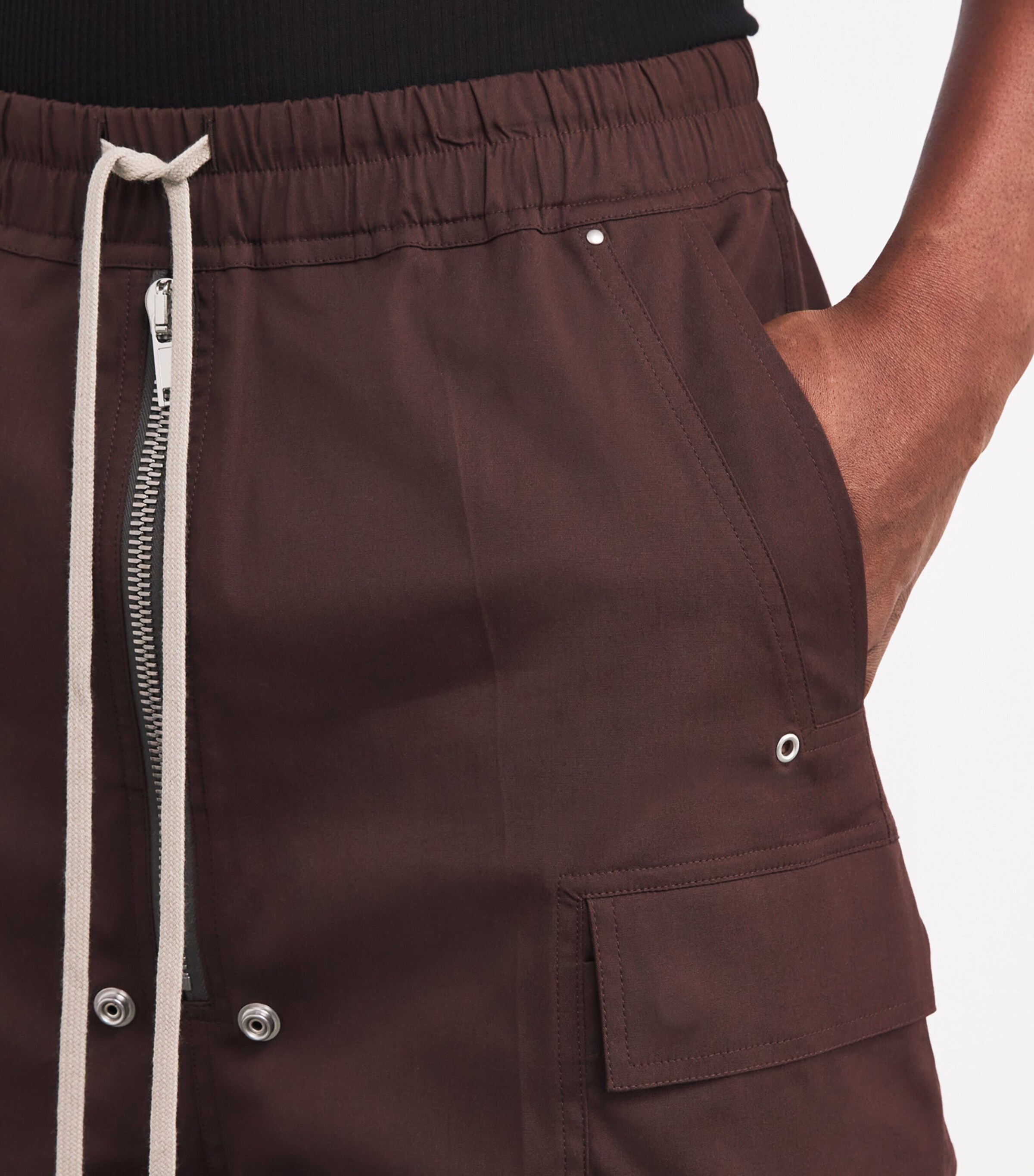 Rick Owens Mens Stretch-Cotton Cargobela Shorts Image 6