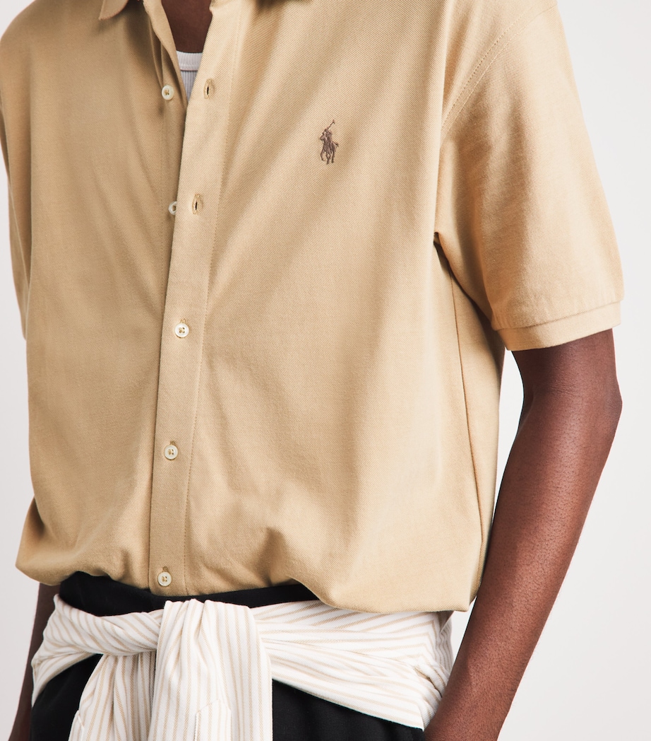 Polo Ralph Lauren Mens Cotton Featherweight Mesh Polo Shirt Vintage Khaki Image 3