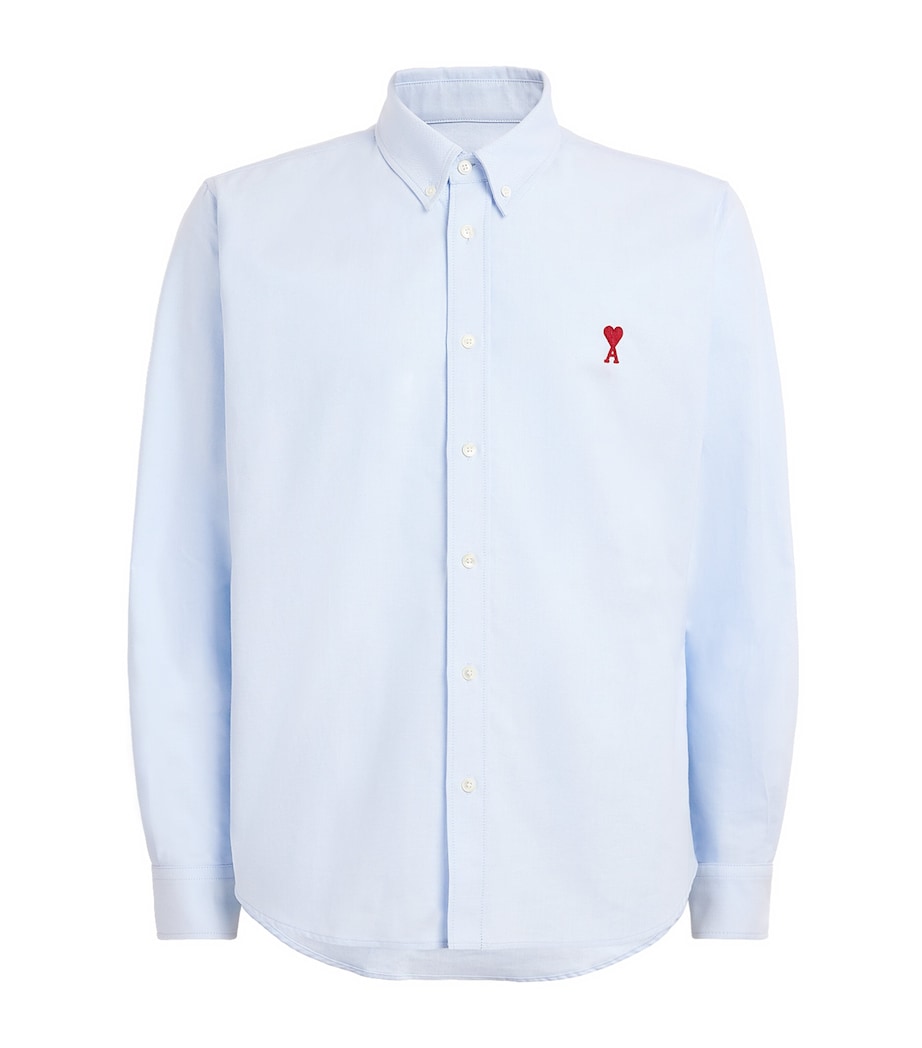 AMI Paris Mens Cotton Ami de Coeur Shirt Bleu Image 1