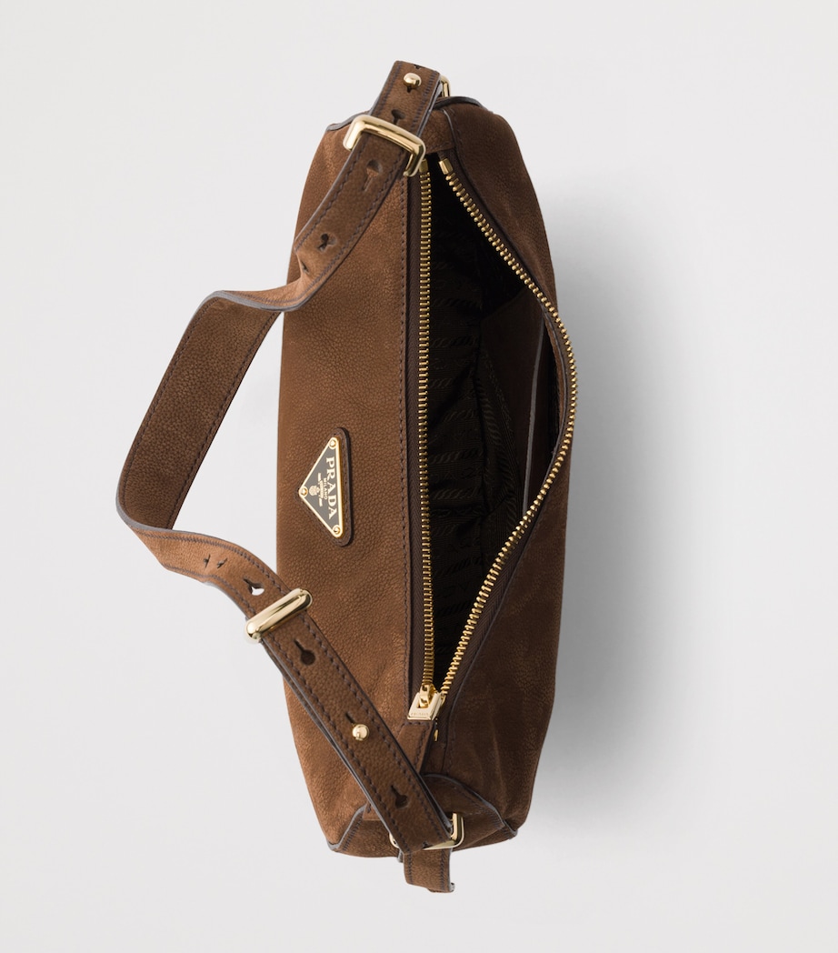 Prada Small Nubuck Leather Arqué Shoulder Bag Brown Image 6