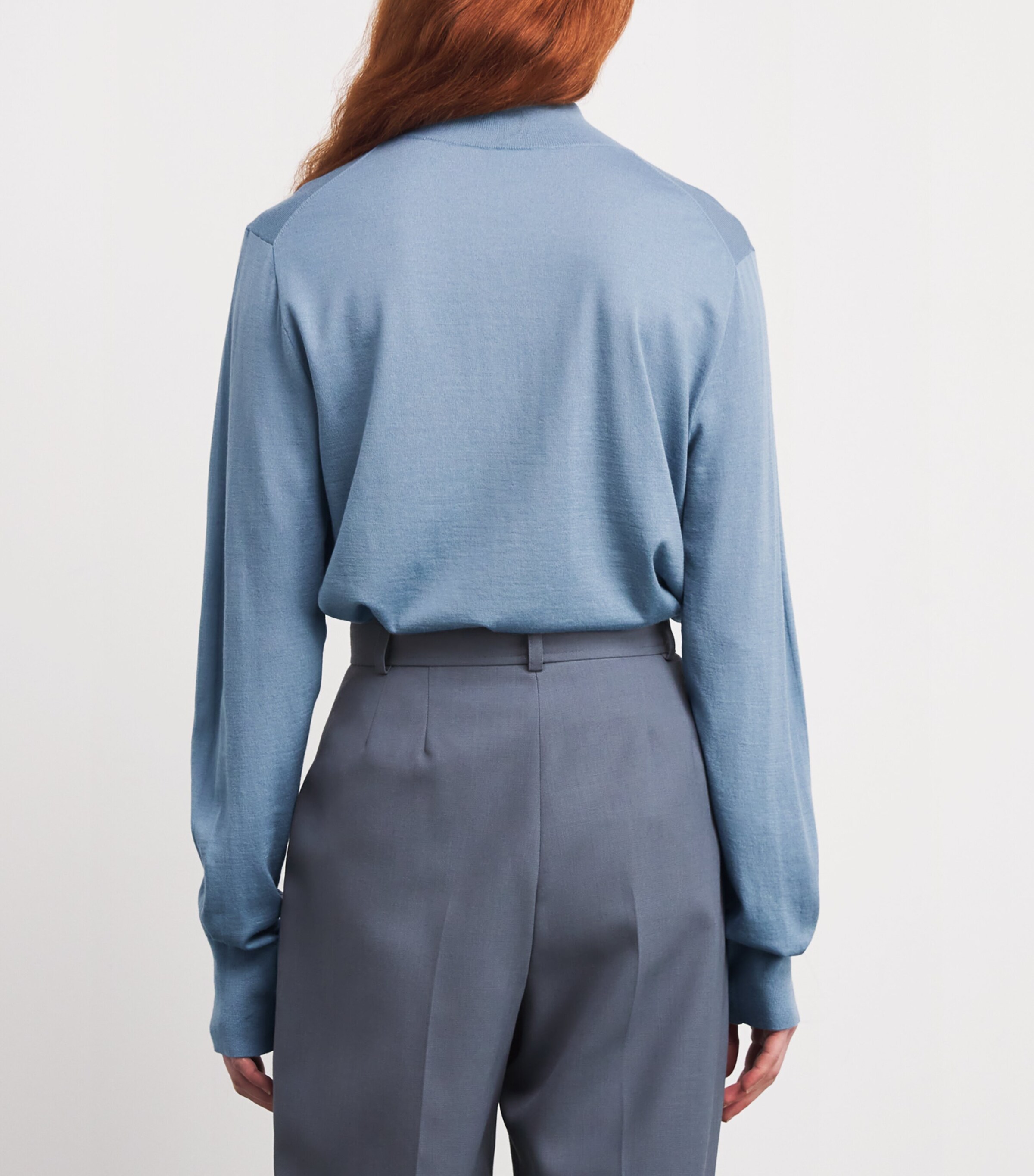 The Row Womens Nari Sheep Wool Sweater Azure Grey Image 4