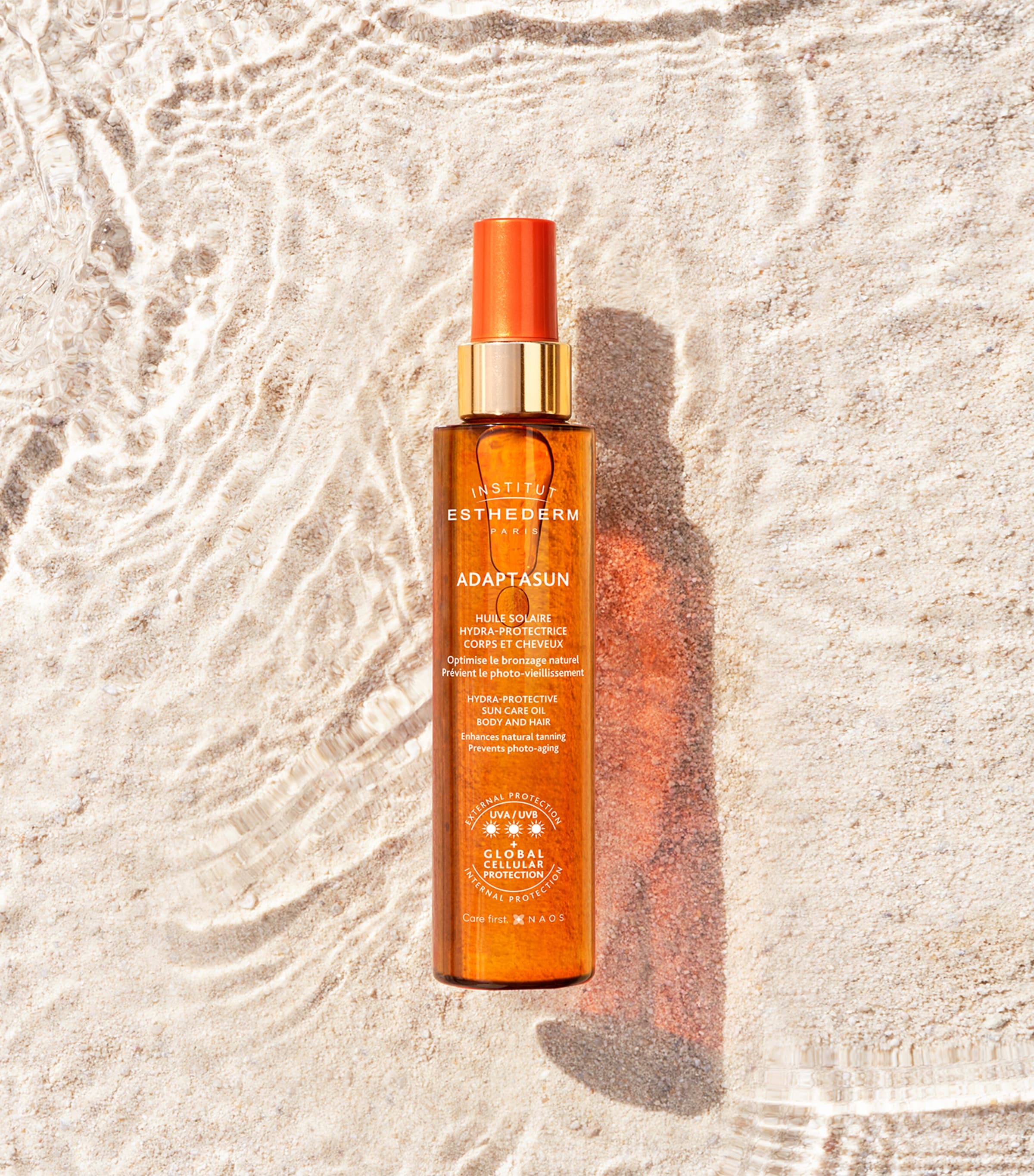 Institut Esthederm Adaptasun UVA/UVB Protective Face, Body & Hair Suncare Oil - Strong Sun (150ml) Image 2